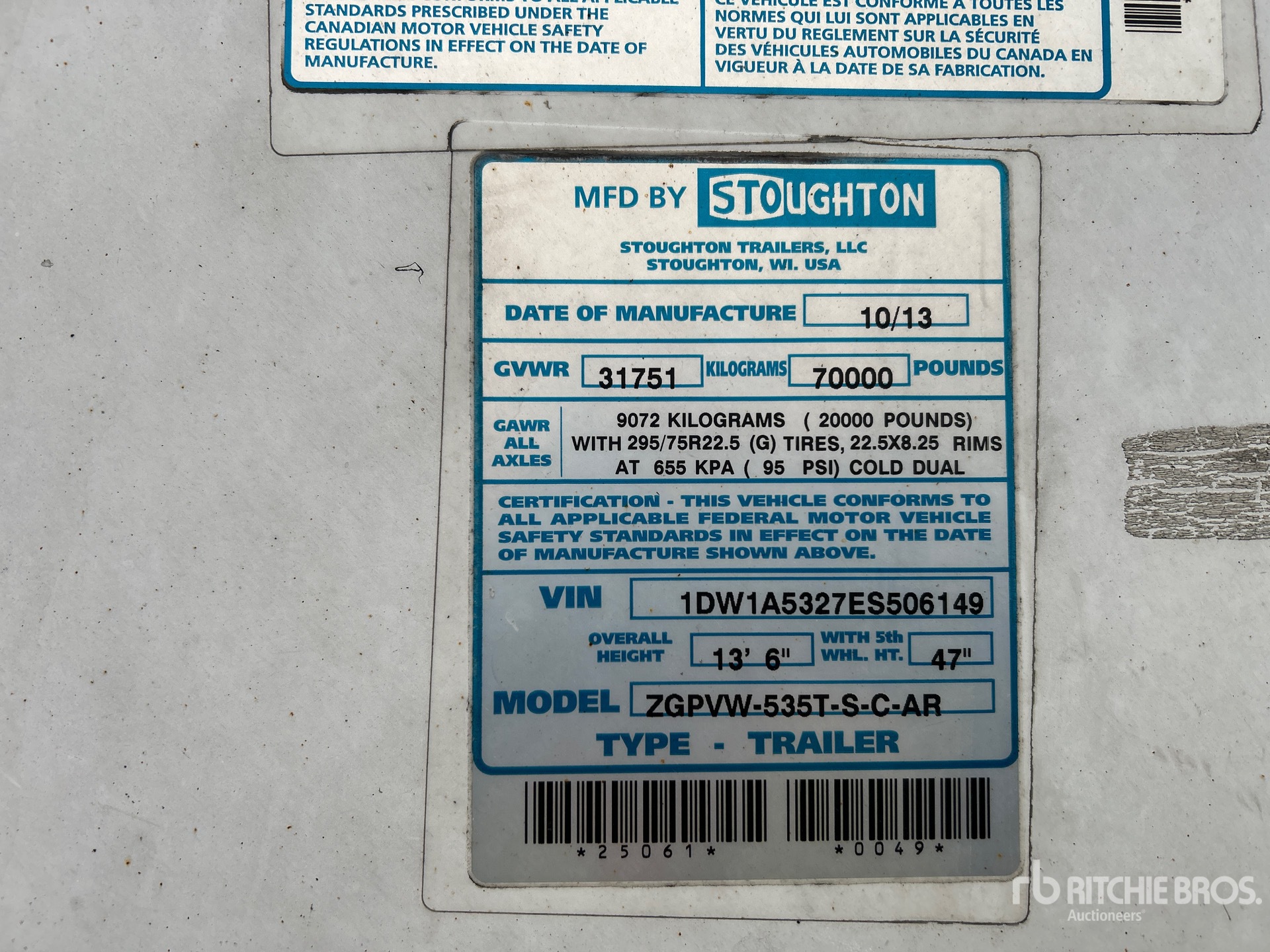 General Appearance with Serial Number / VIN