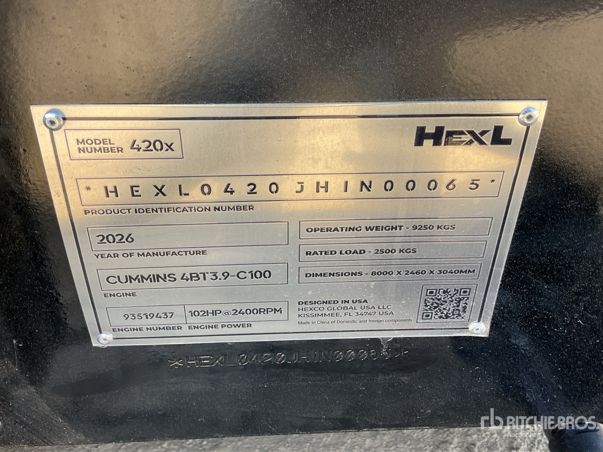 General Appearance with Serial Number / VIN