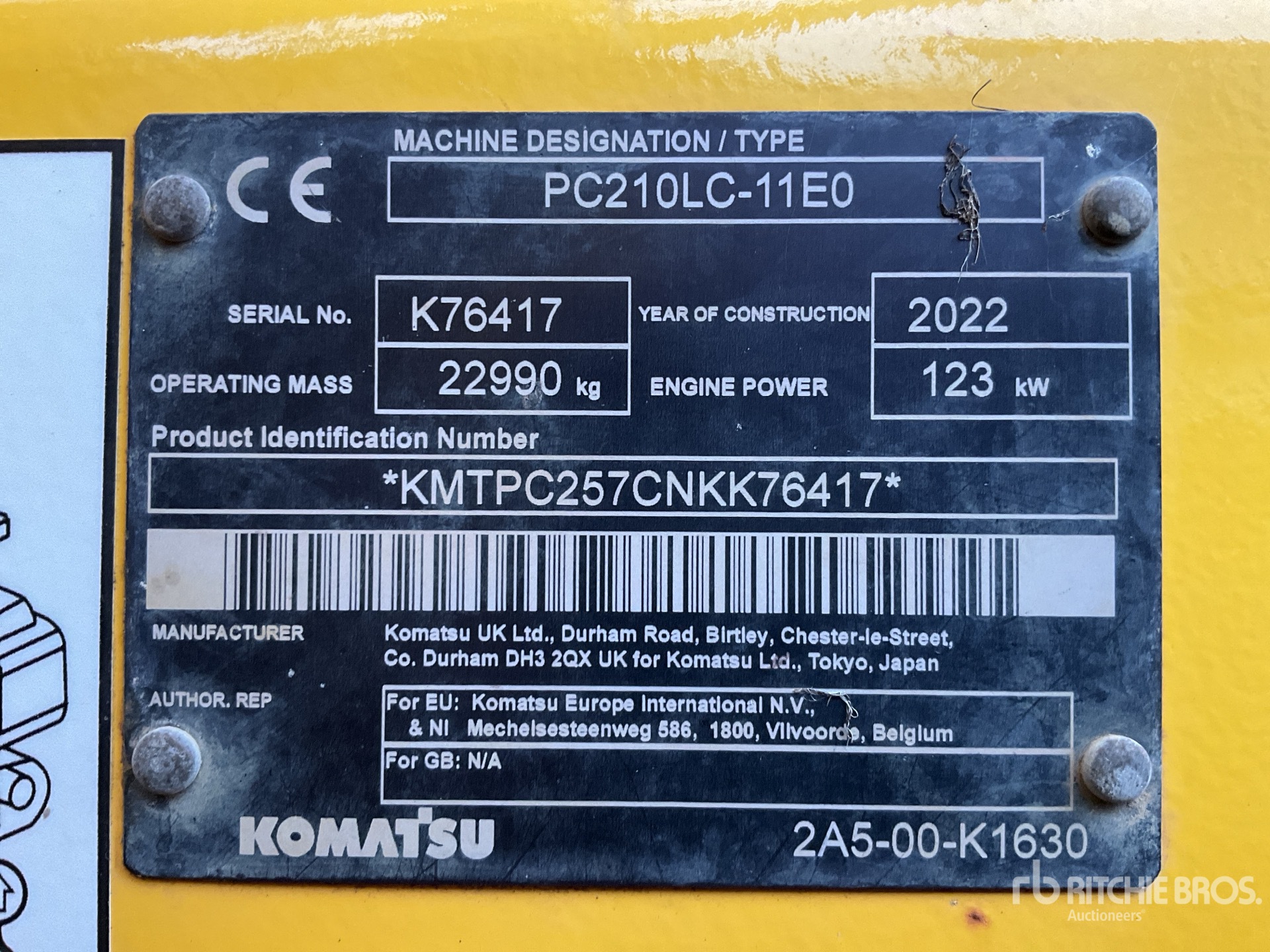 General Appearance with Serial Number / VIN