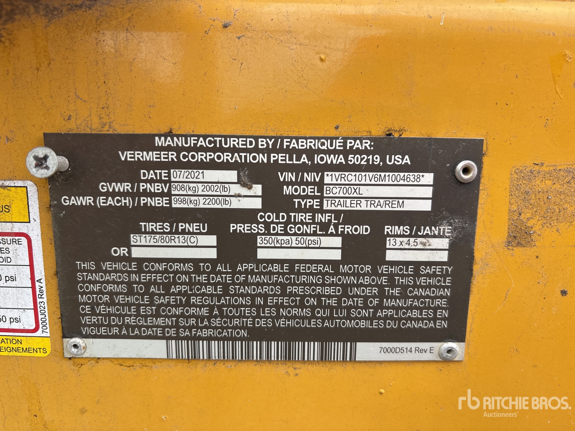 General Appearance with Serial Number / VIN