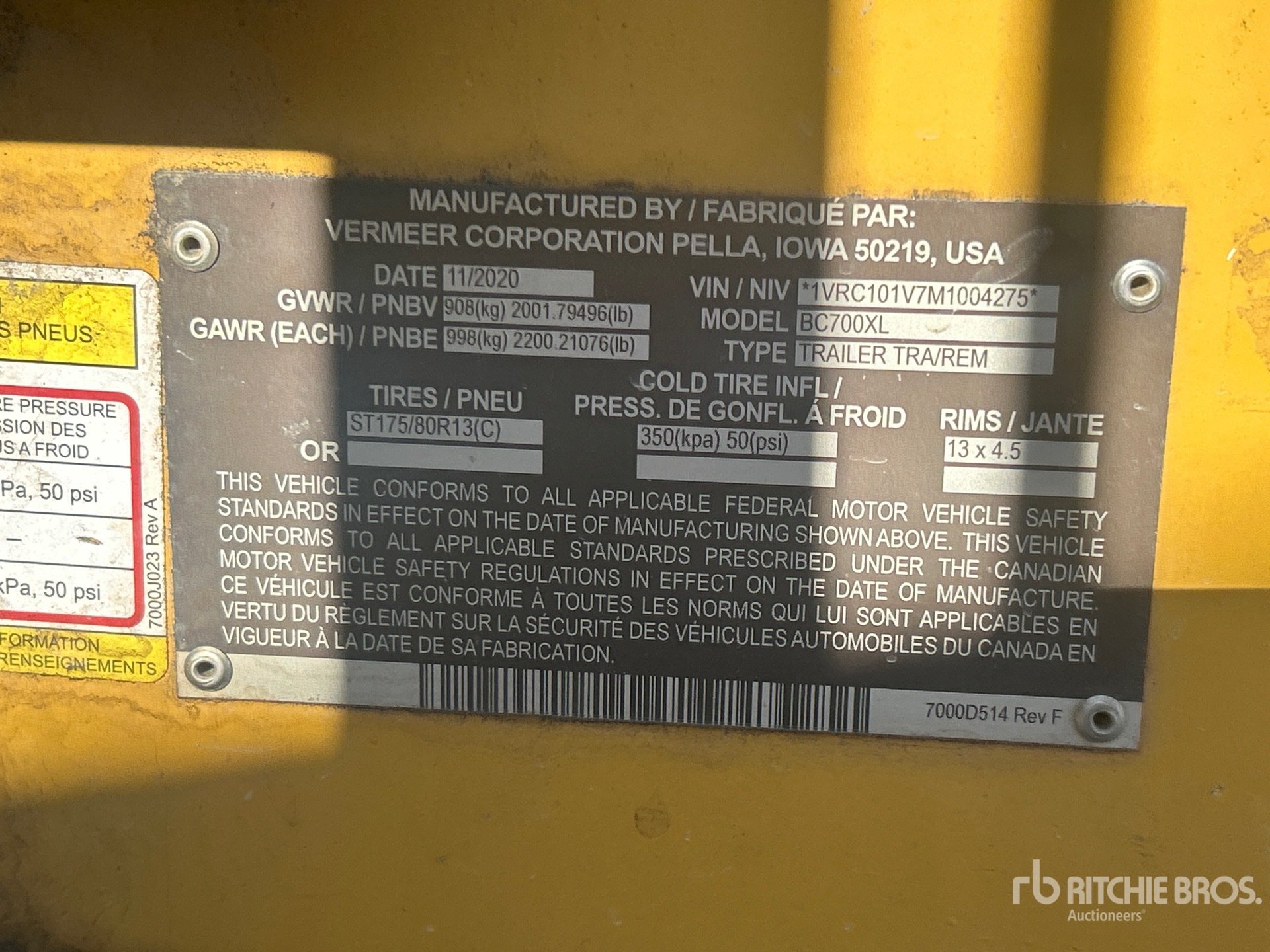 General Appearance with Serial Number / VIN