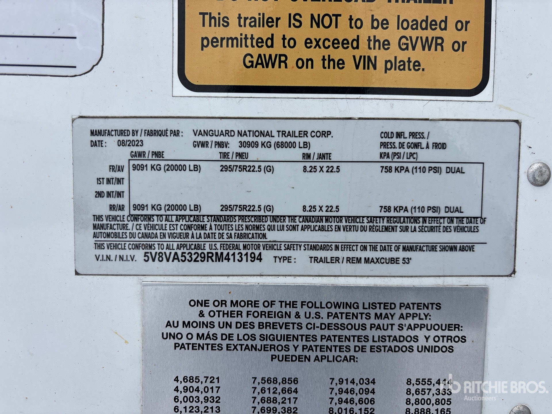 2024 Vanguard 53 ft x 102 in T/A