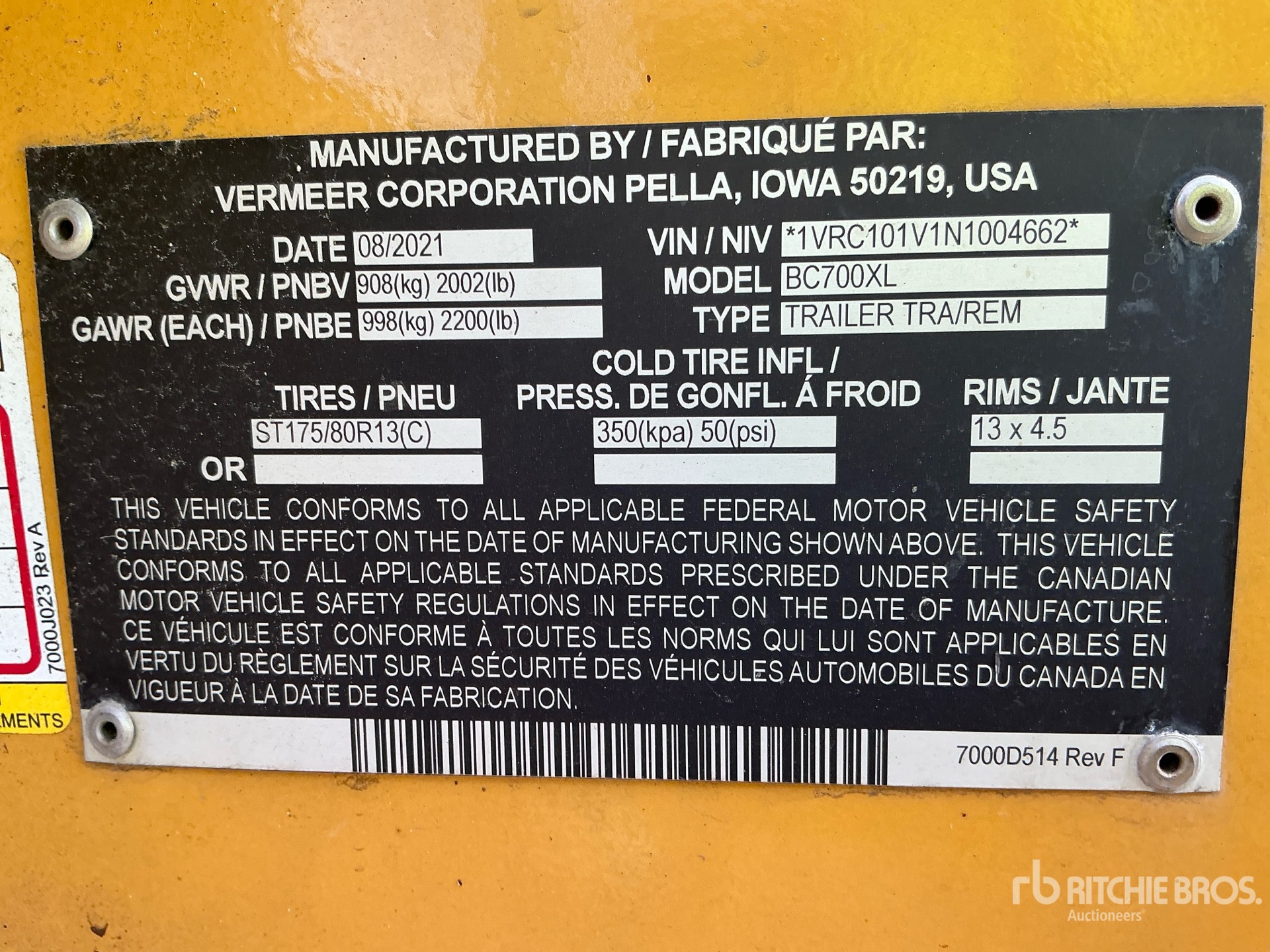 Photo of a 2022 Vermeer BC700XL