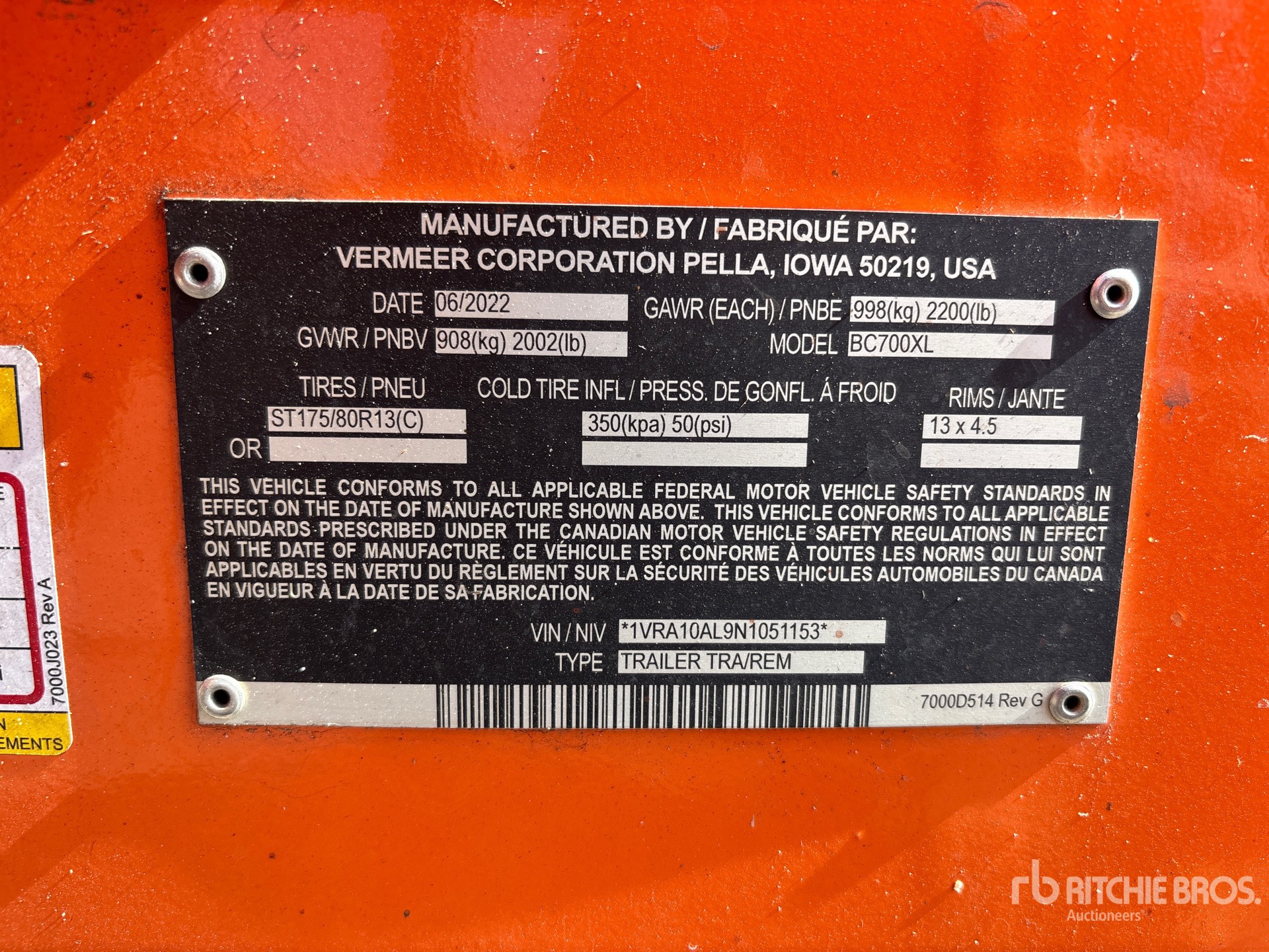 General Appearance with Serial Number / VIN