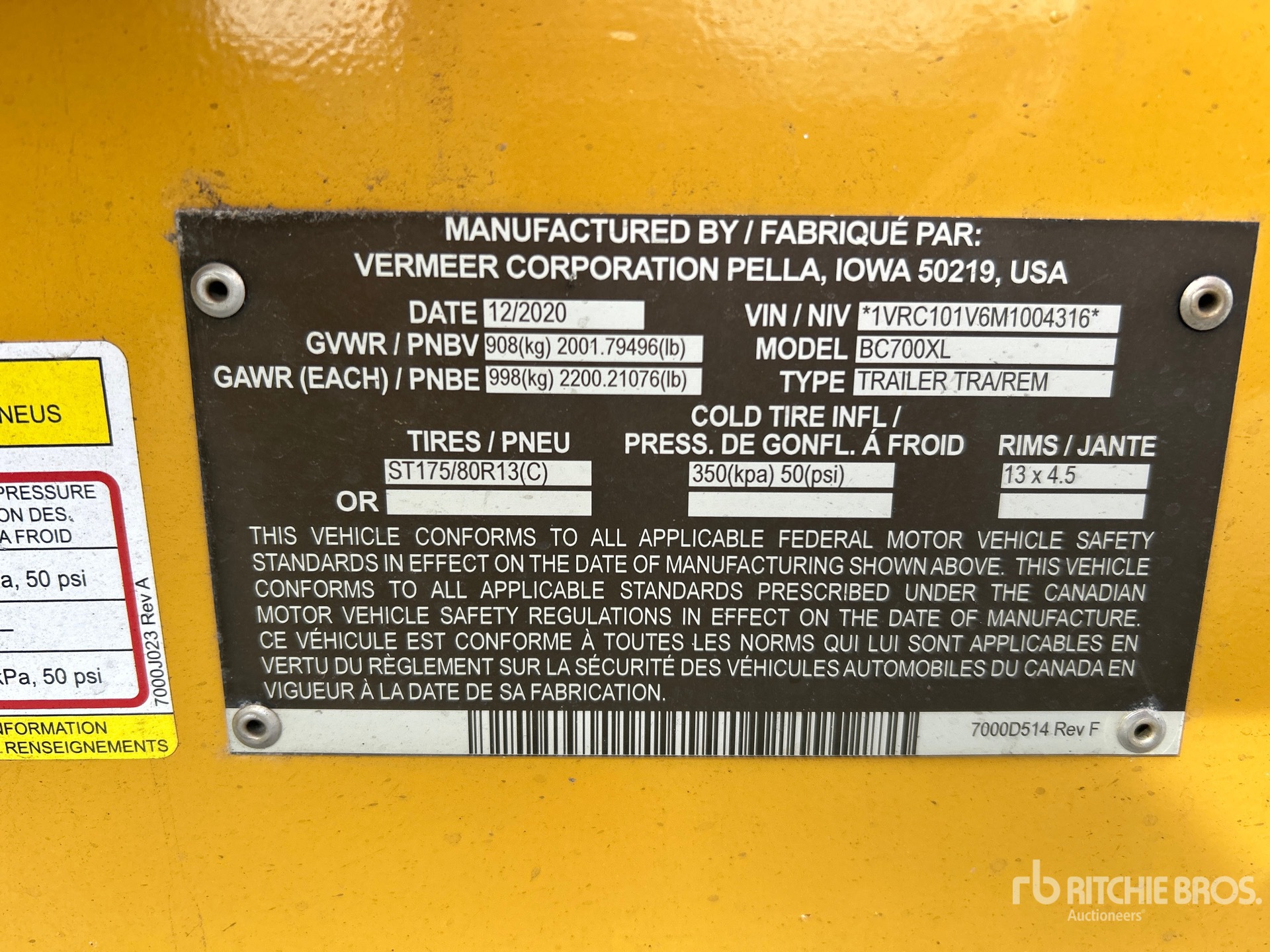 General Appearance with Serial Number / VIN