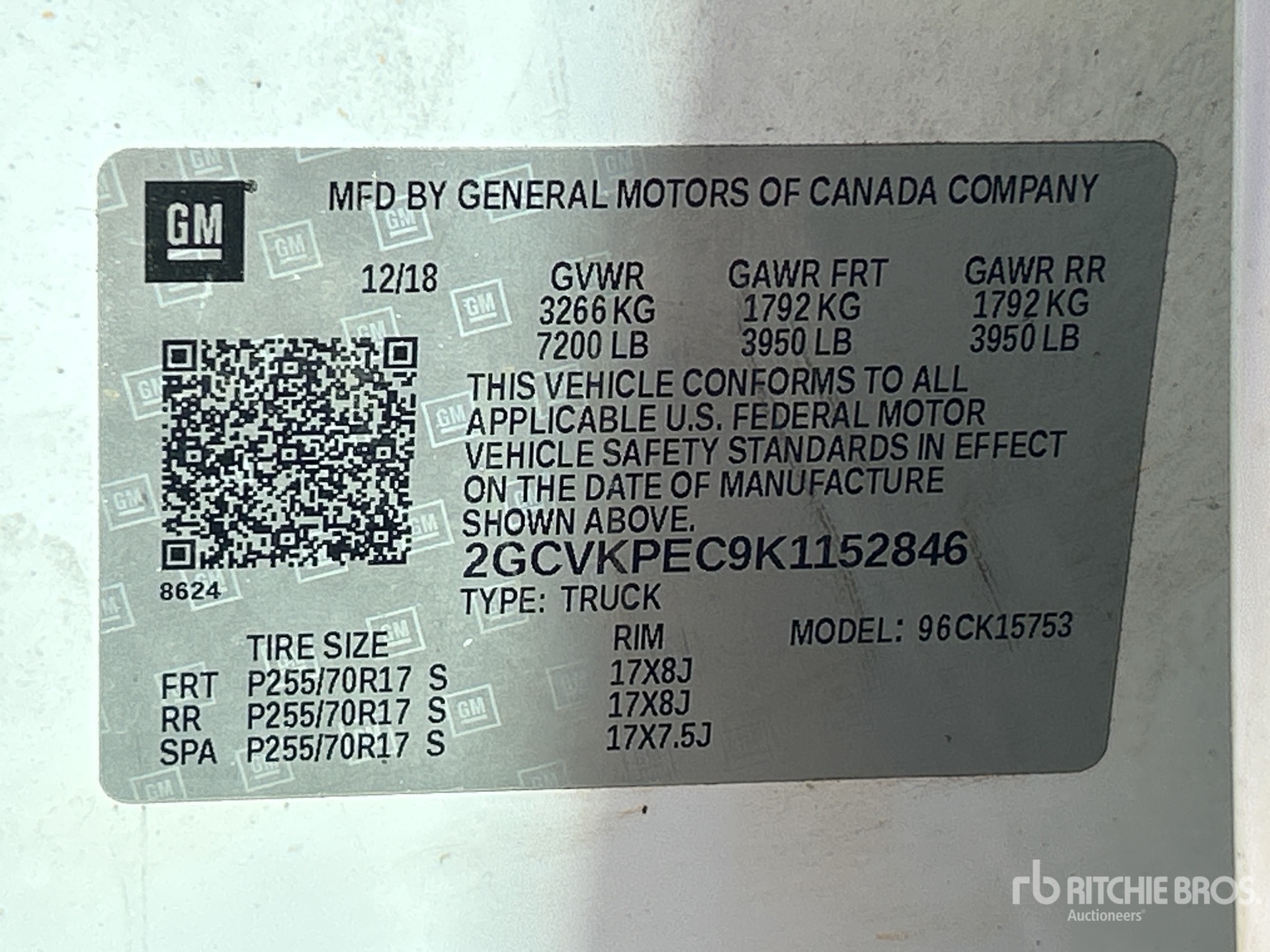 General Appearance with Serial Number / VIN