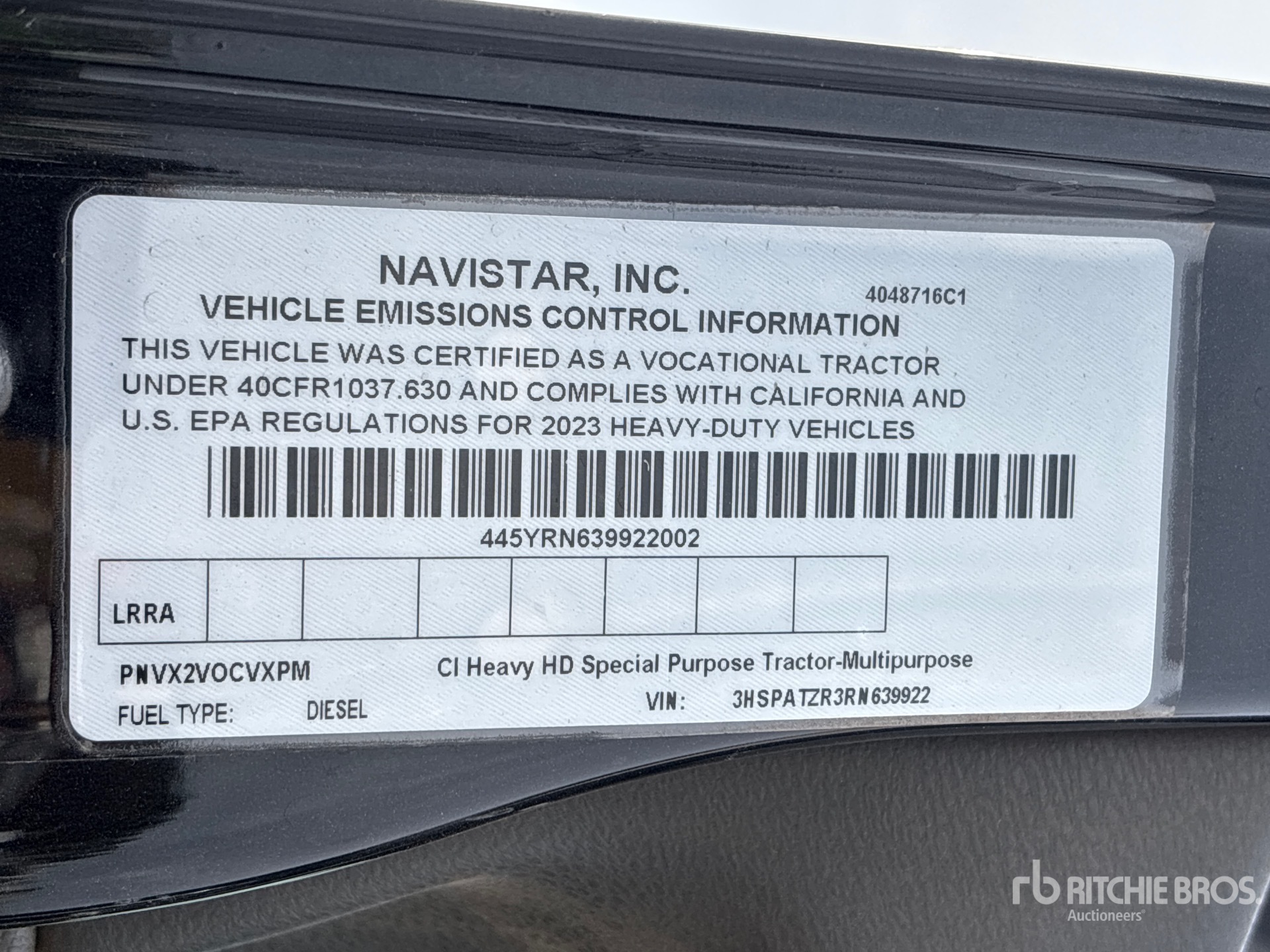 General Appearance with Serial Number / VIN