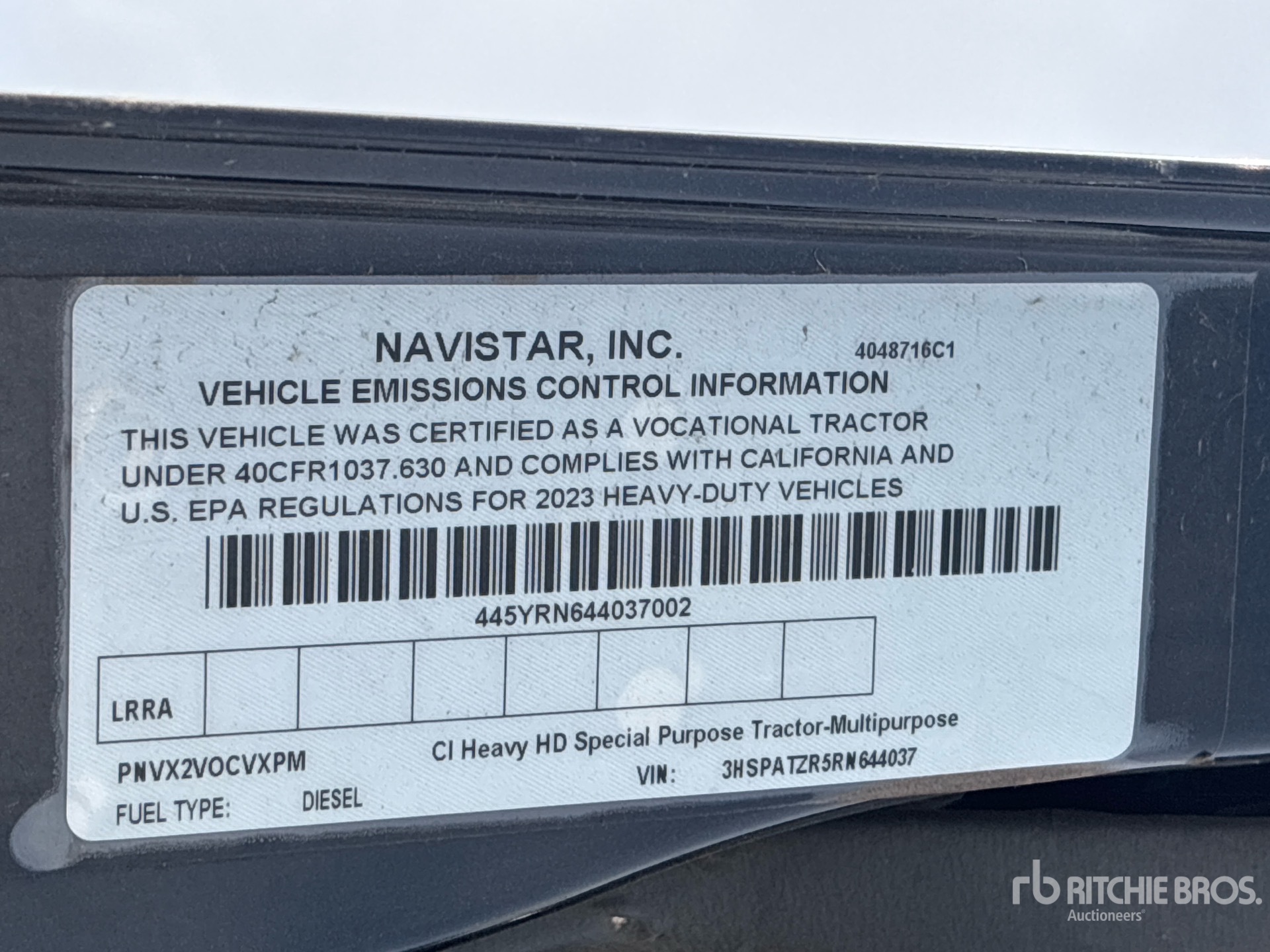 General Appearance with Serial Number / VIN