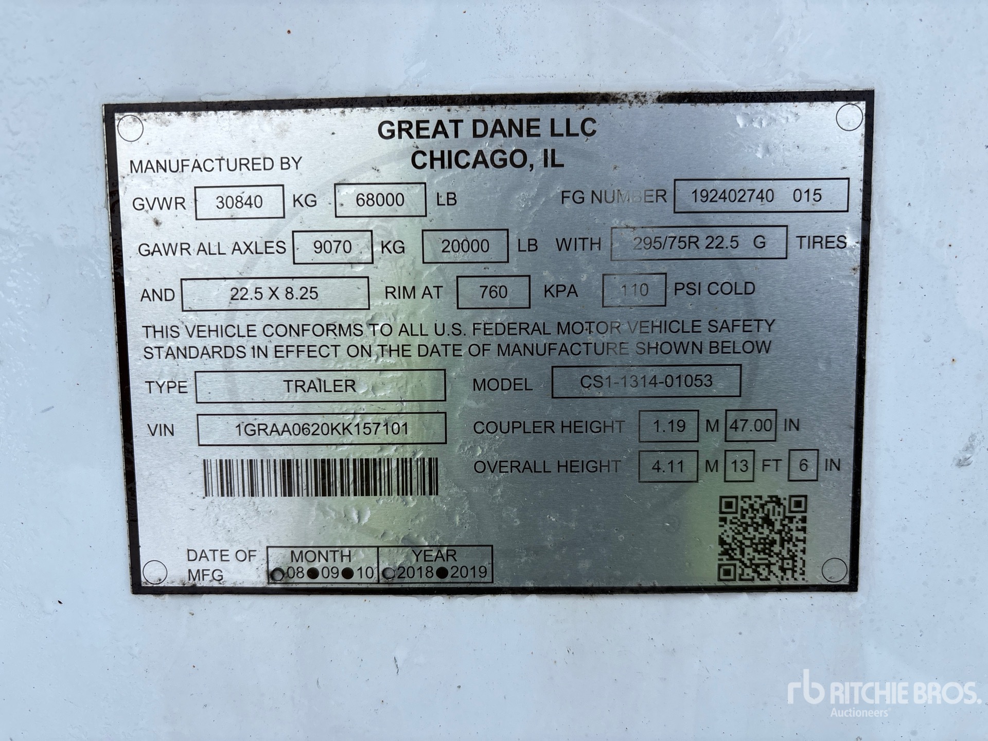 2019 Great Dane 53 ft x 102 in T/A