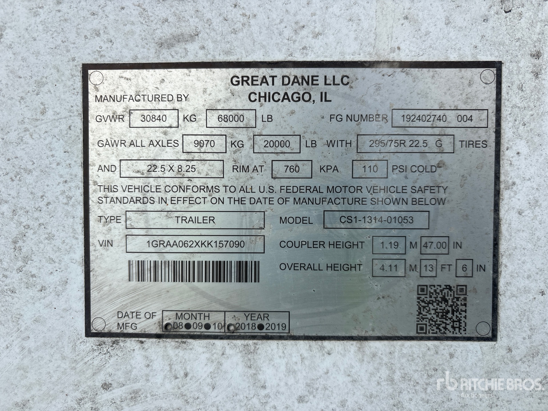 2019 Great Dane 53 ft x 102 in T/A