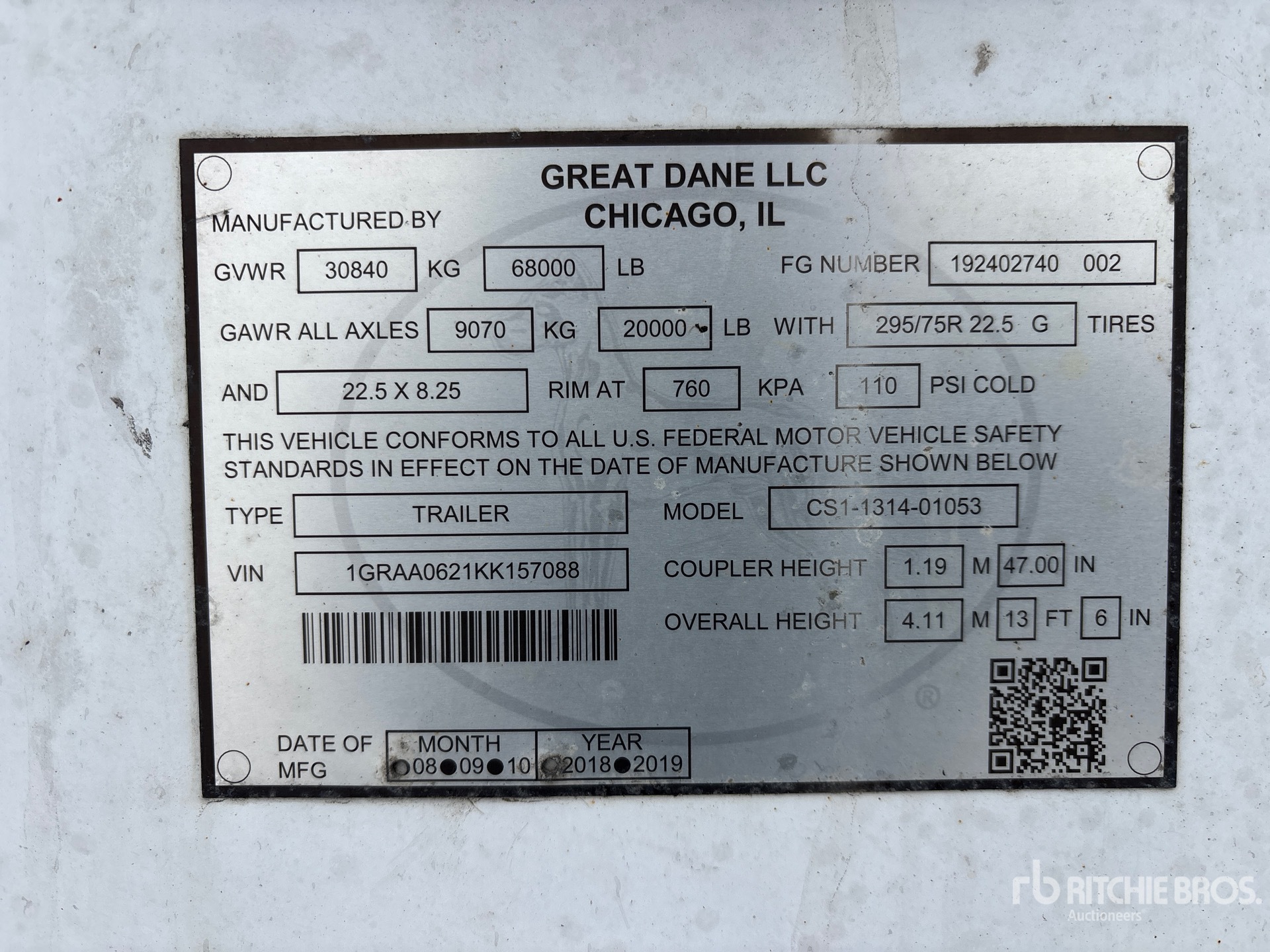 2019 Great Dane 53 ft x 102 in T/A