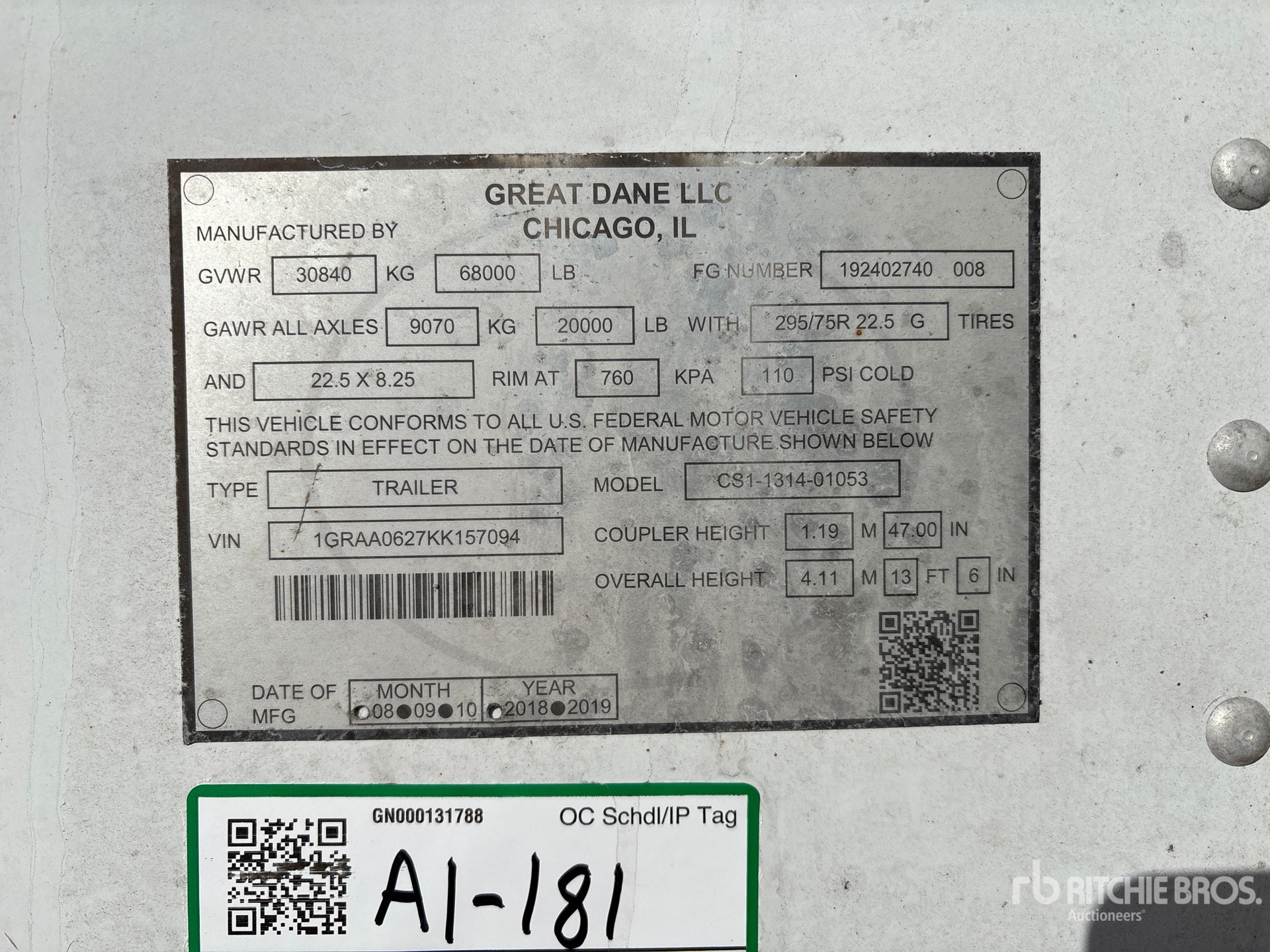 2019 Great Dane CS1131401053
