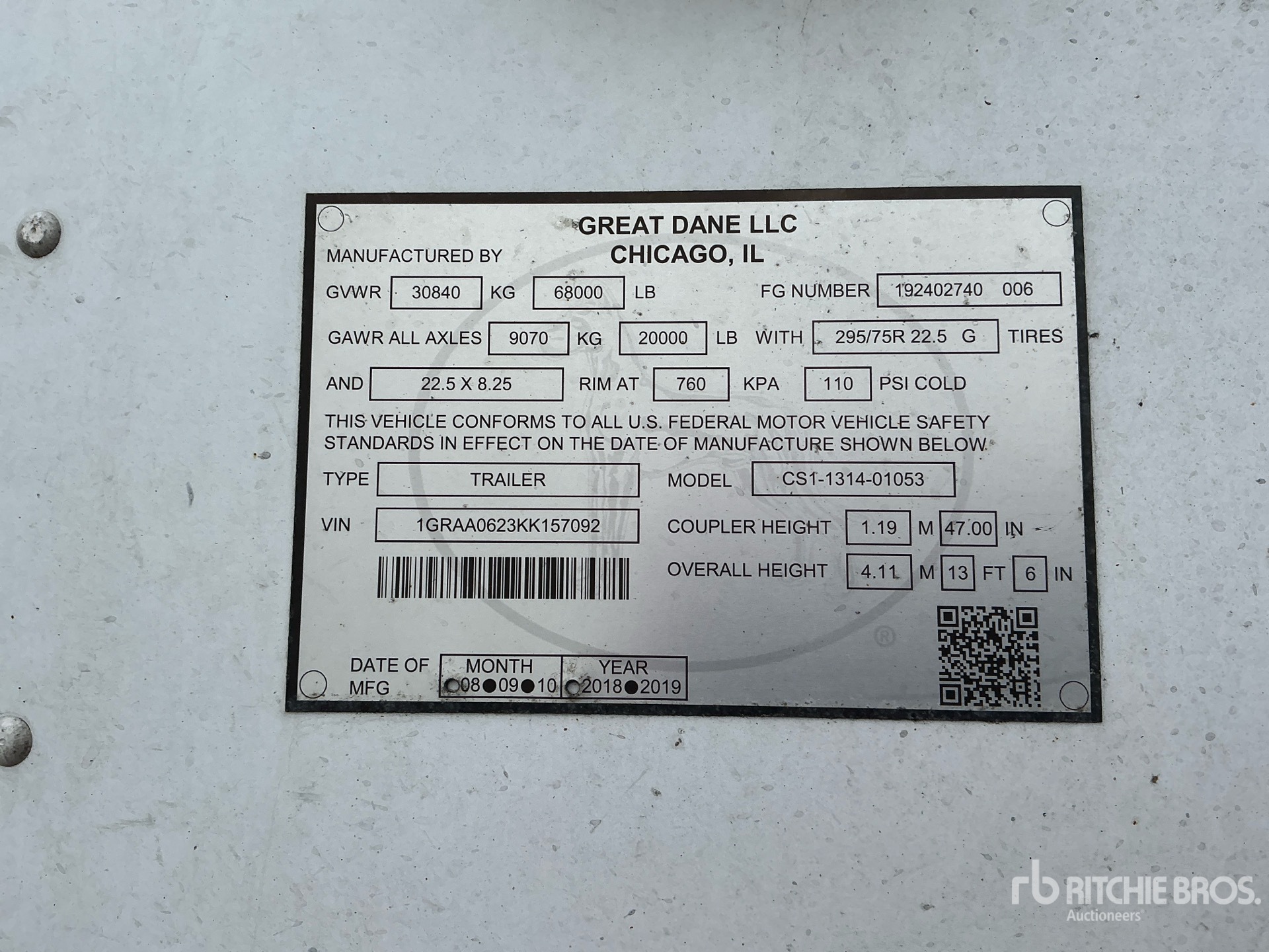 2019 Great Dane 53 ft x 102 in T/A