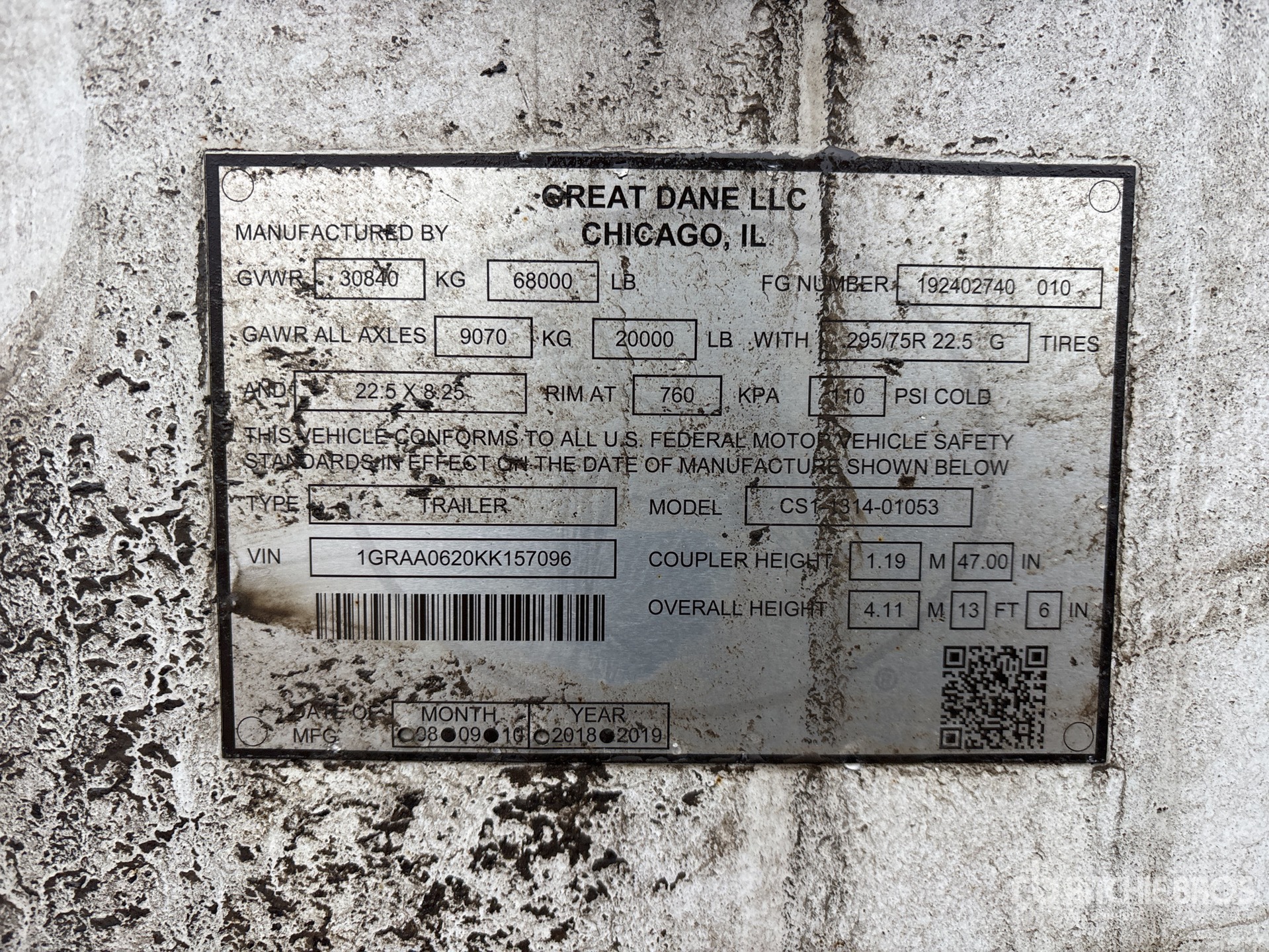 2019 Great Dane 53 ft x 102 in T/A