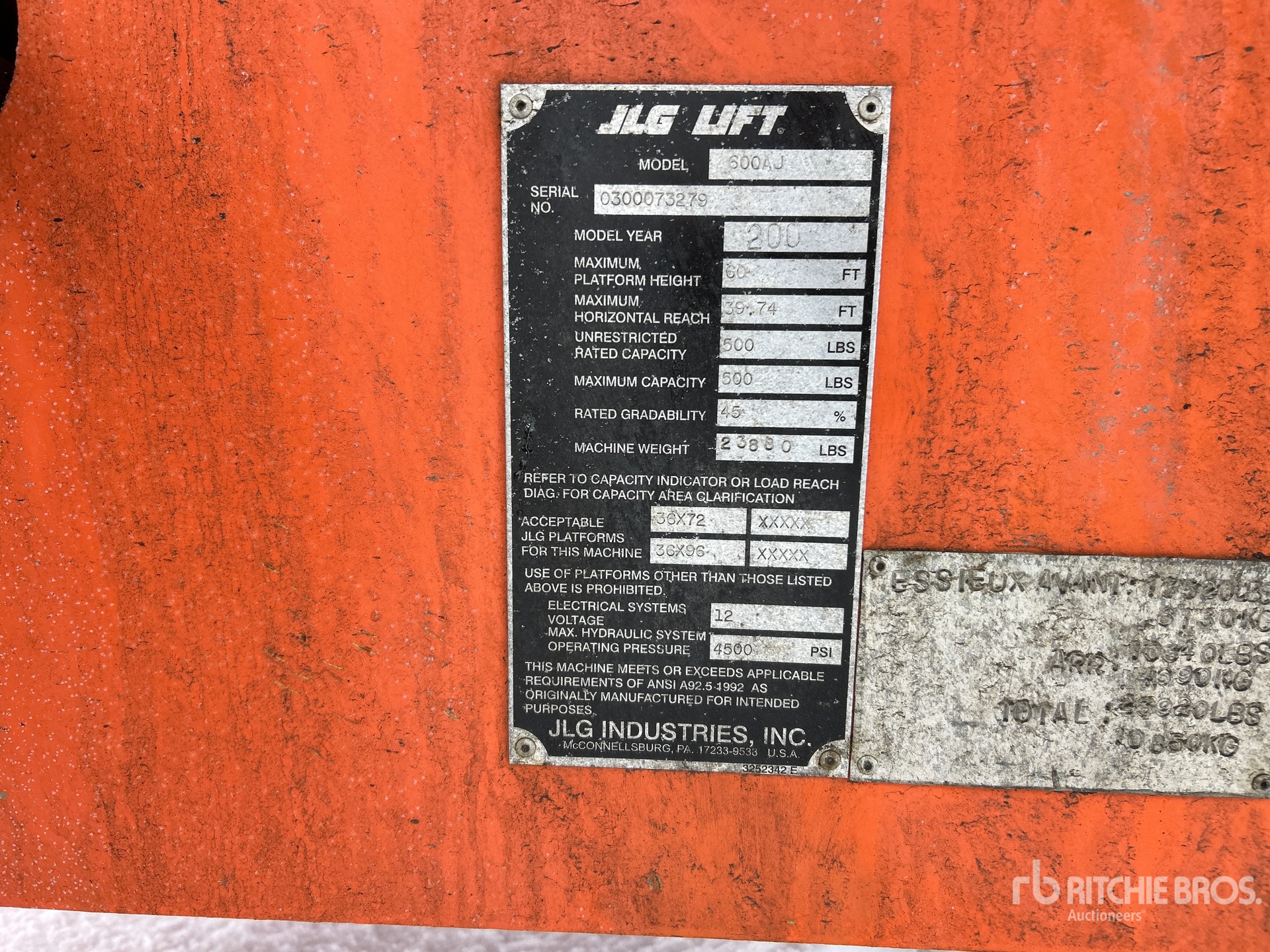 General Appearance with Serial Number / VIN