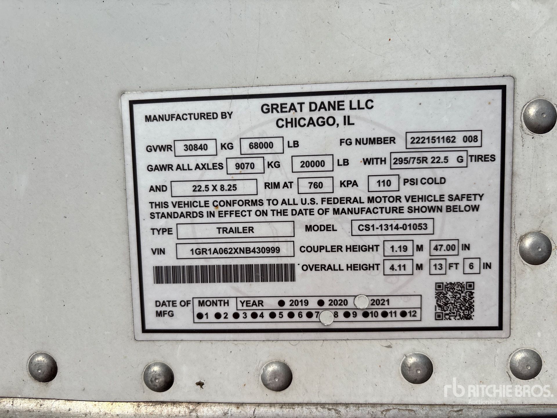 General Appearance with Serial Number / VIN