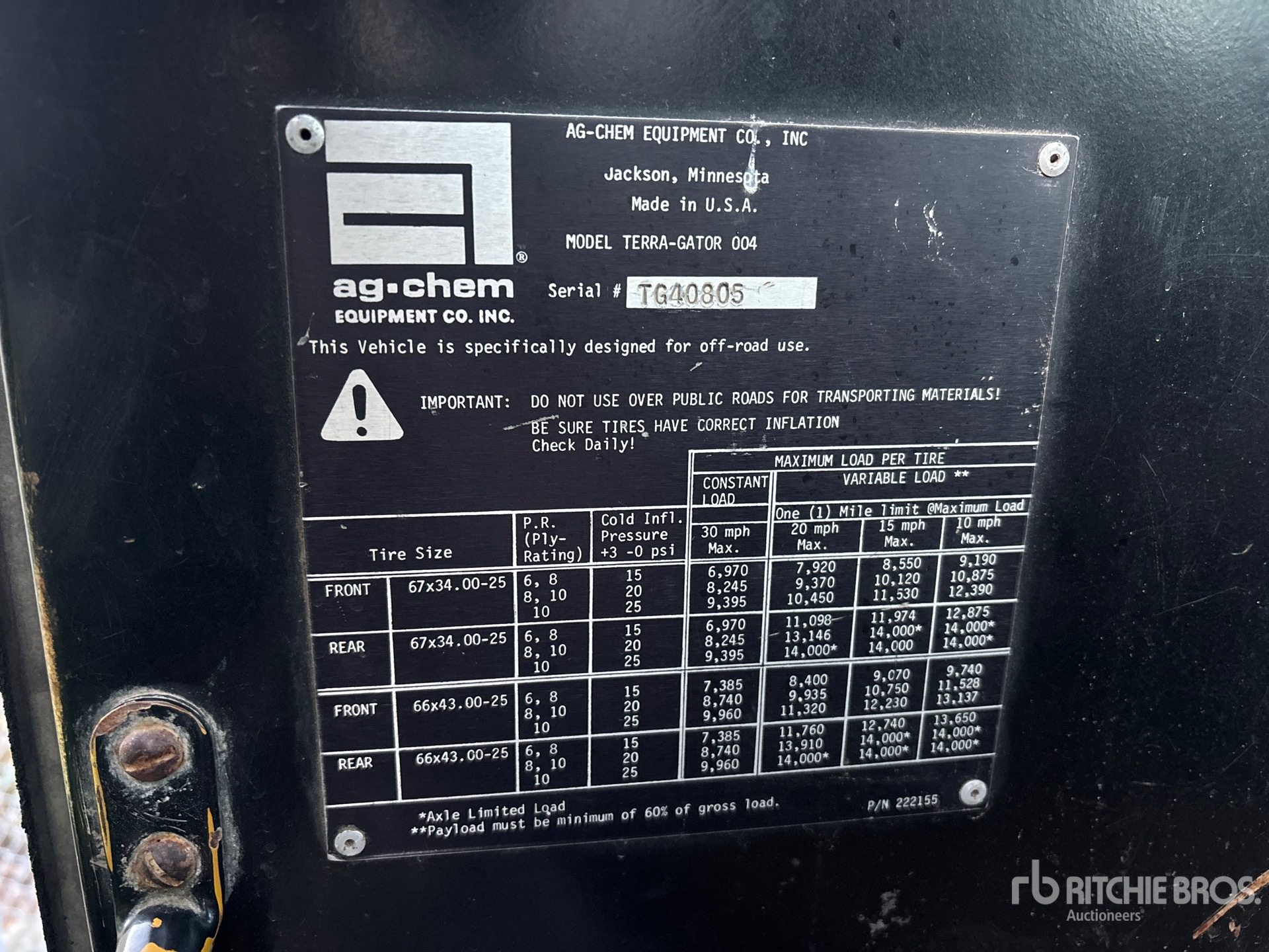 General Appearance with Serial Number / VIN