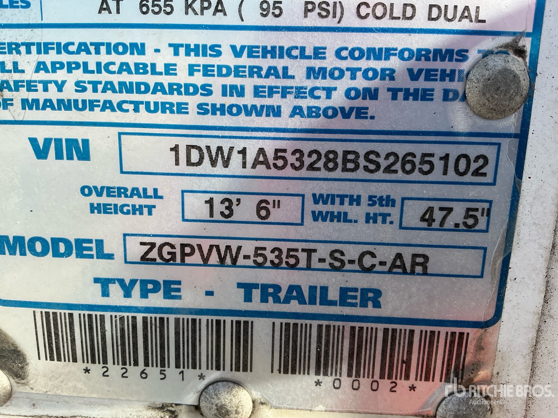 General Appearance with Serial Number / VIN