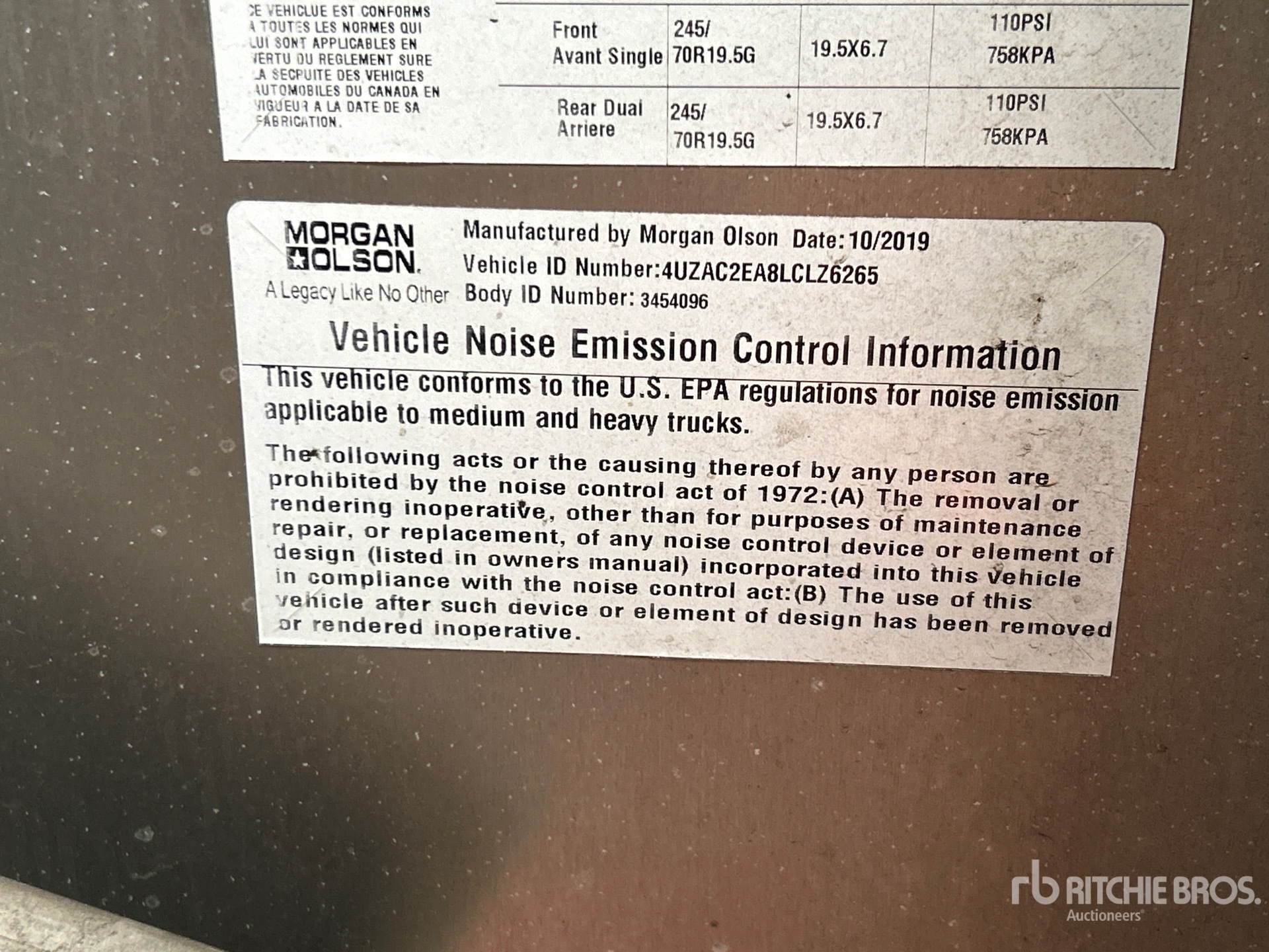 General Appearance with Serial Number / VIN