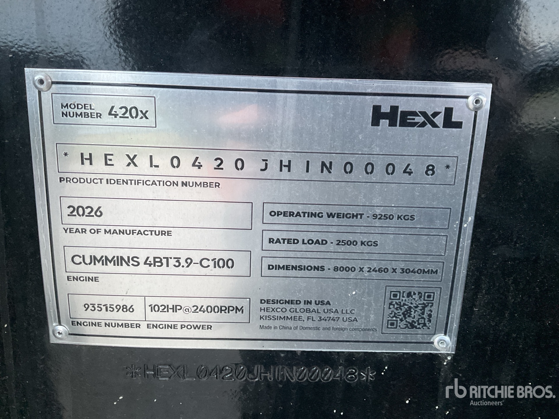 General Appearance with Serial Number / VIN