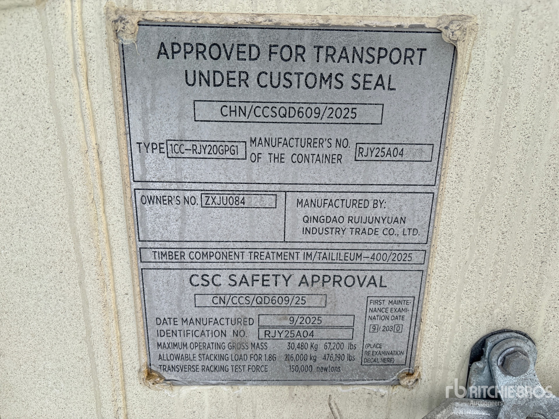 General Appearance with Serial Number / VIN