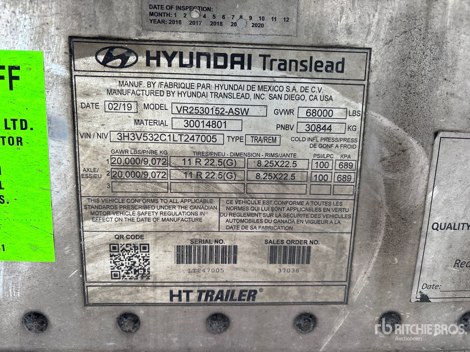 General Appearance with Serial Number / VIN