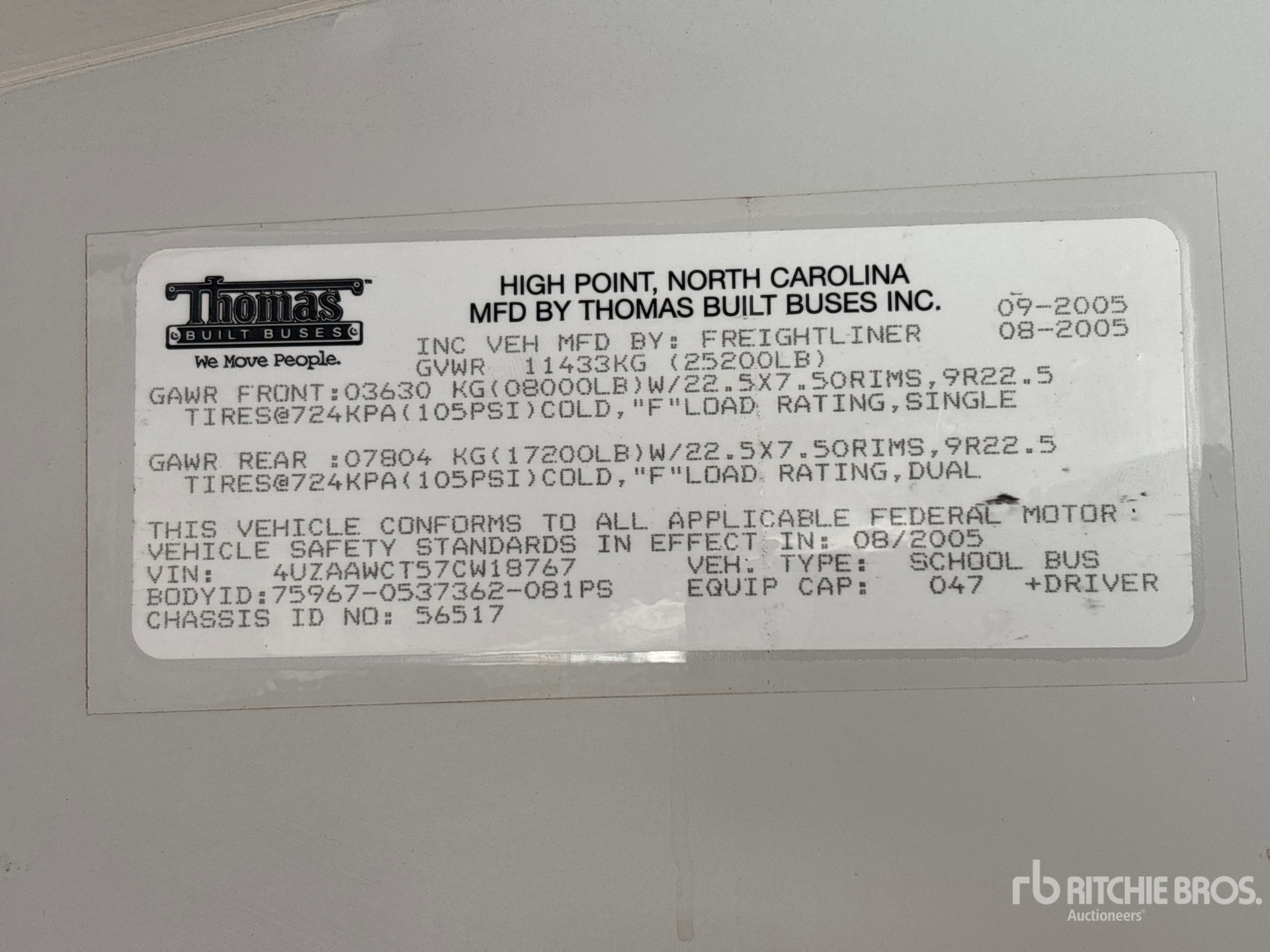 General Appearance with Serial Number / VIN