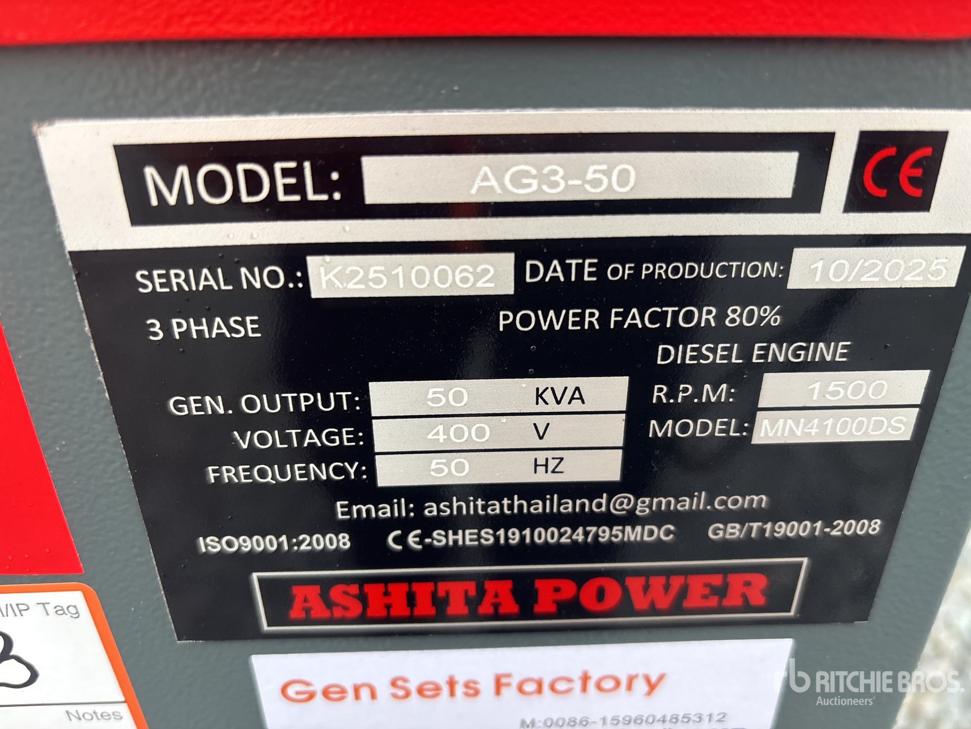 General Appearance with Serial Number / VIN