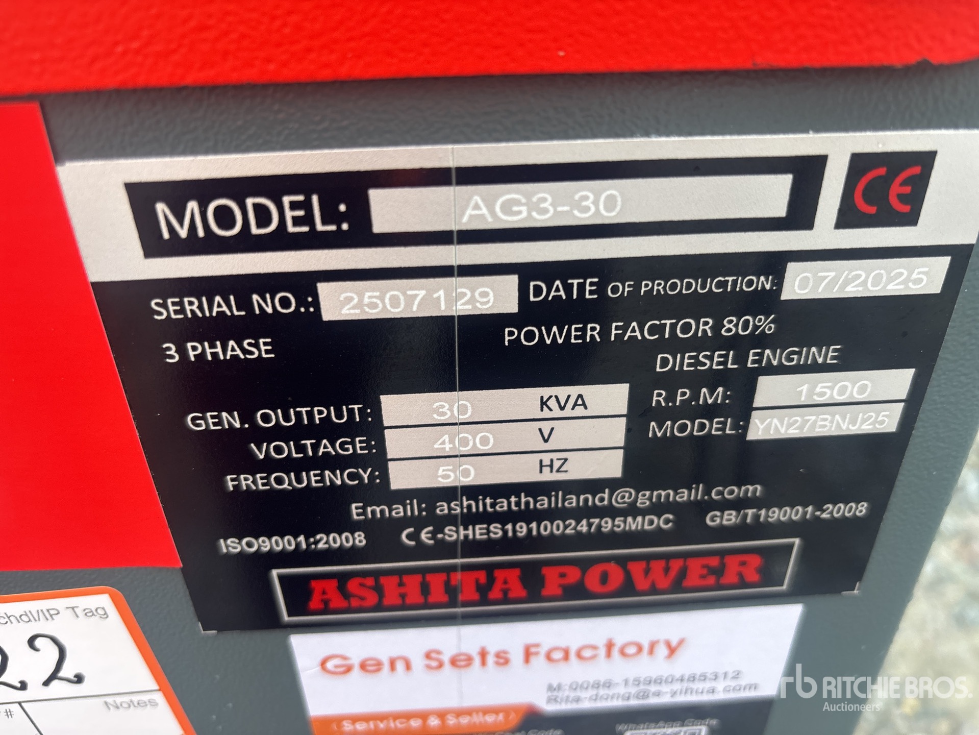 General Appearance with Serial Number / VIN