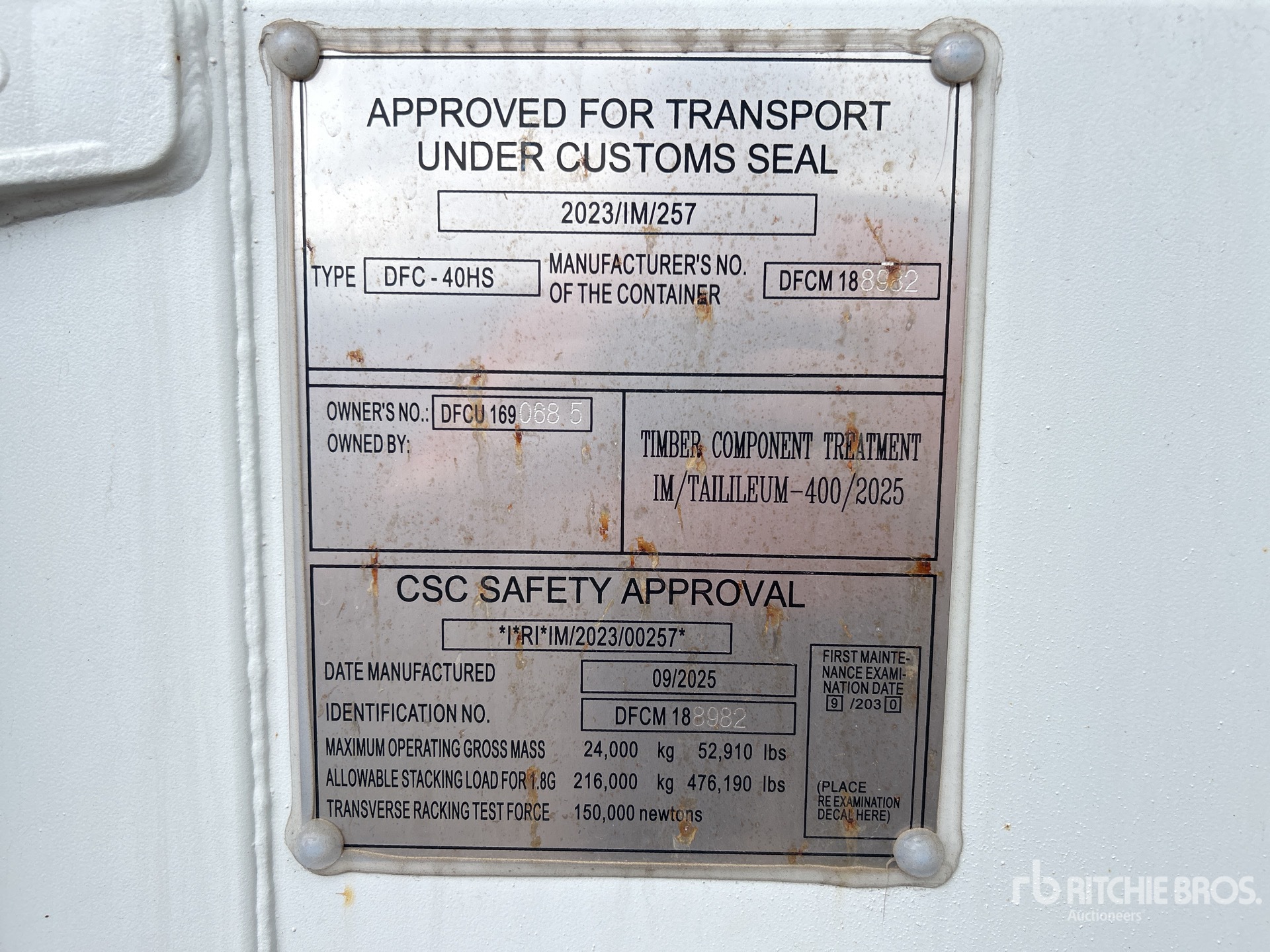 General Appearance with Serial Number / VIN