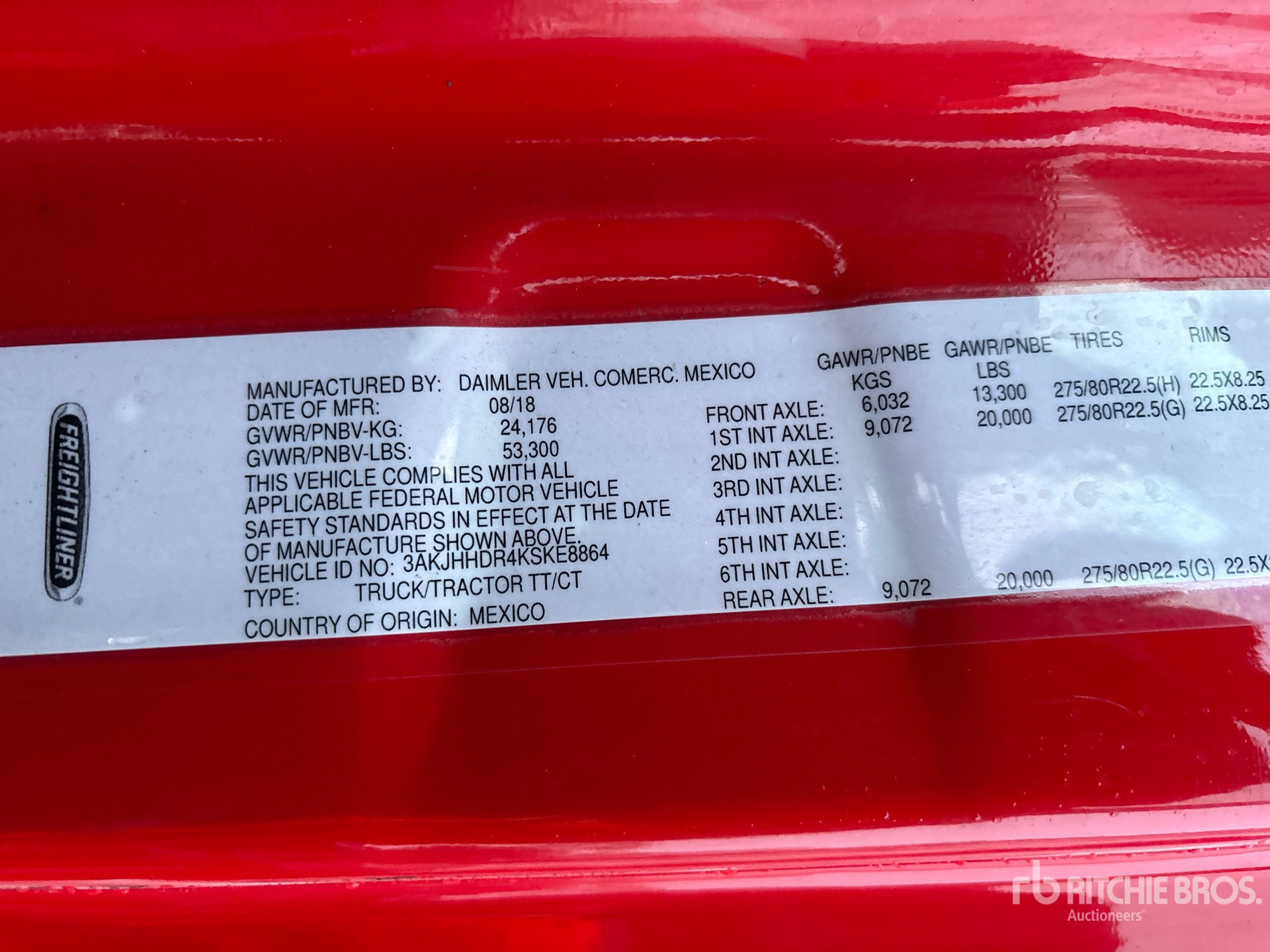 General Appearance with Serial Number / VIN