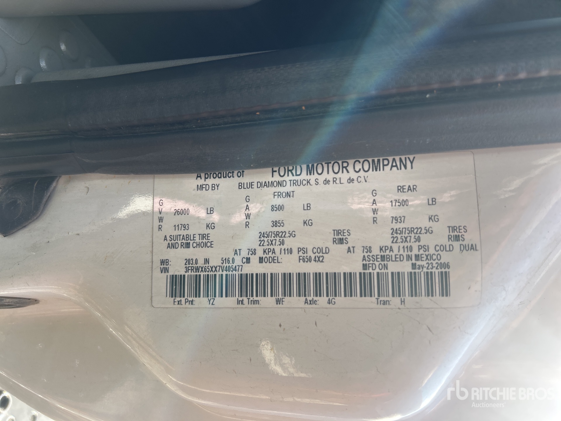 General Appearance with N.º de serie/VIN