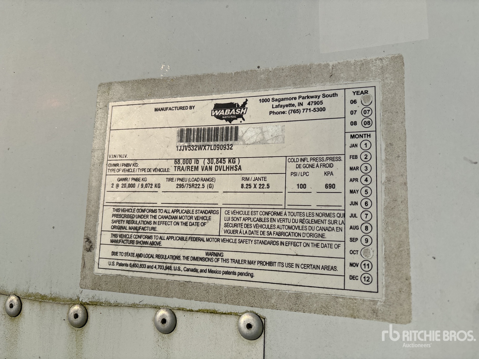 General Appearance with Serial Number / VIN