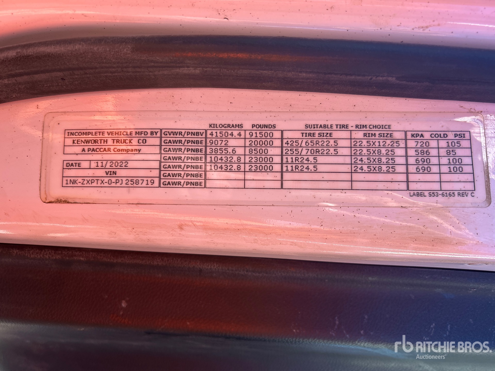 General Appearance with Serial Number / VIN