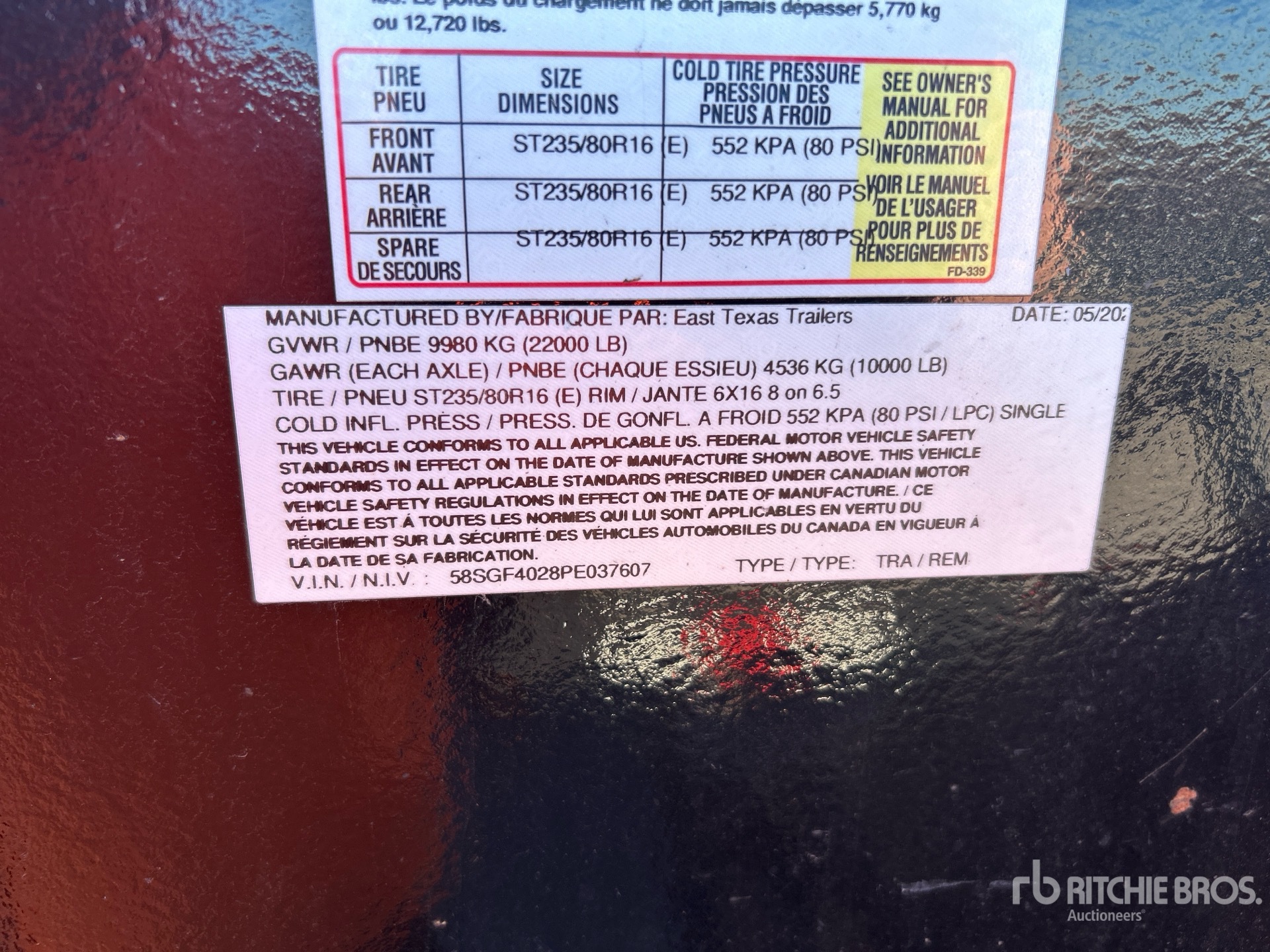 General Appearance with Serial Number / VIN