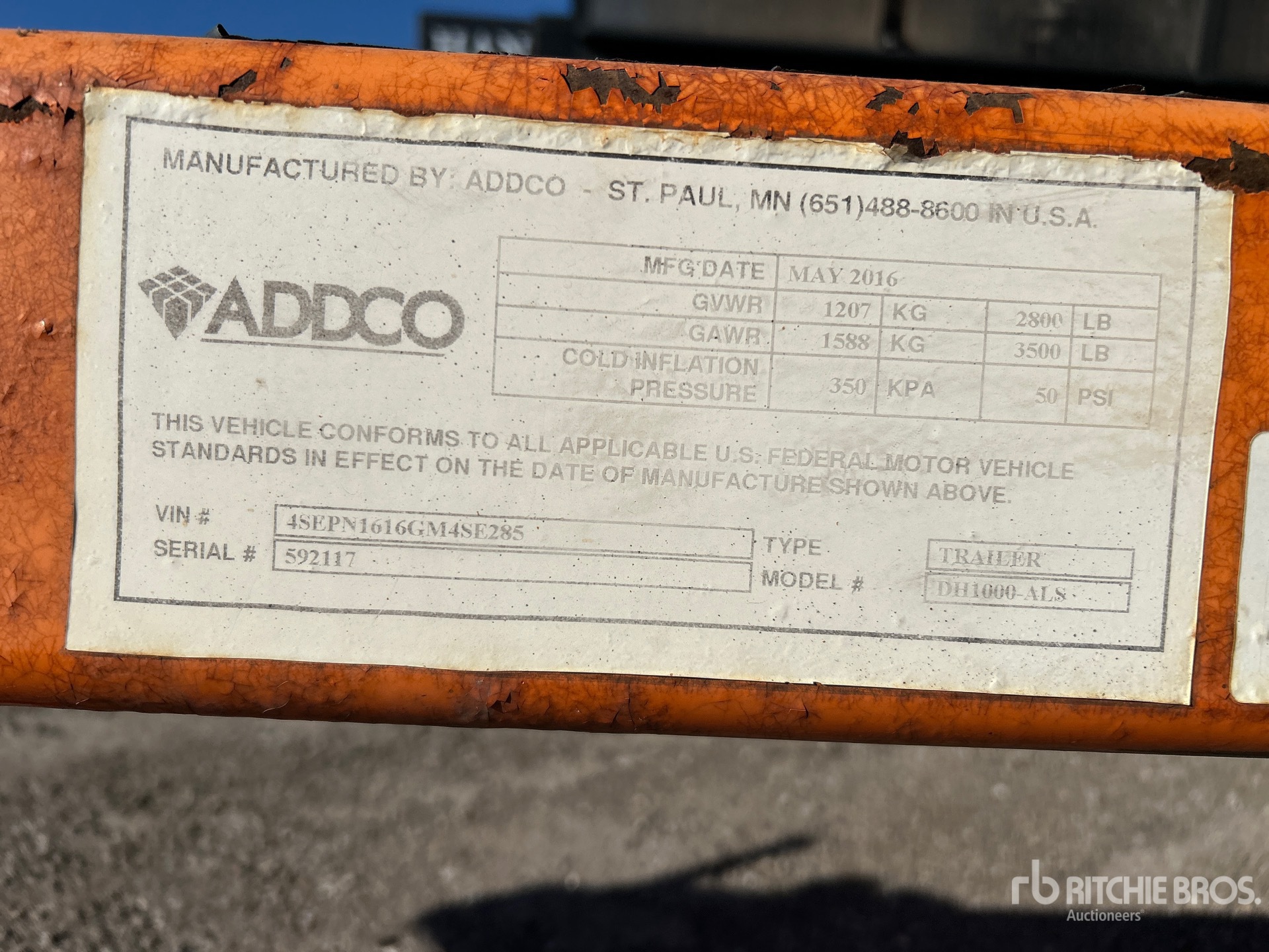 General Appearance with Serial Number / VIN