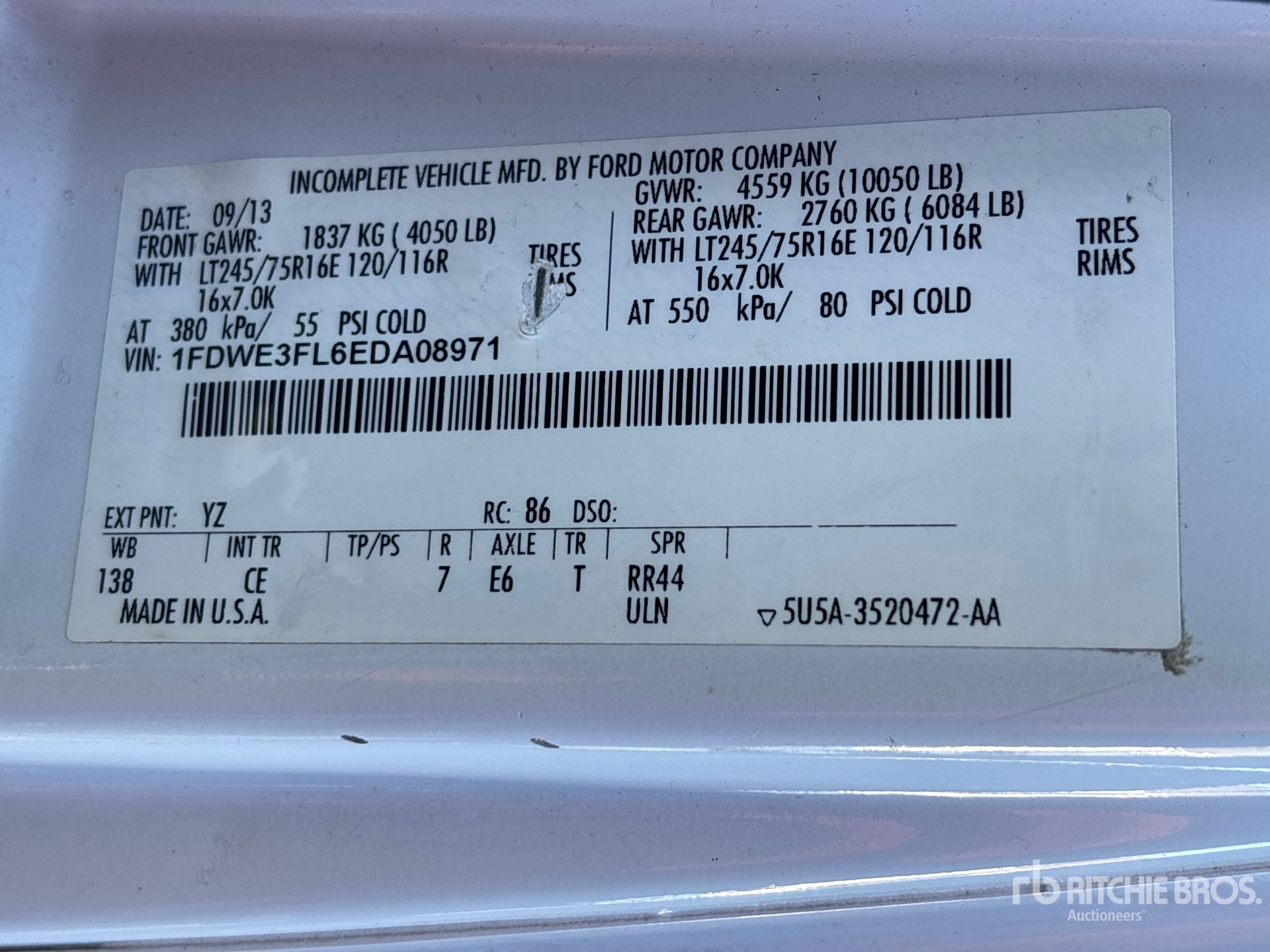 General Appearance with Serial Number / VIN