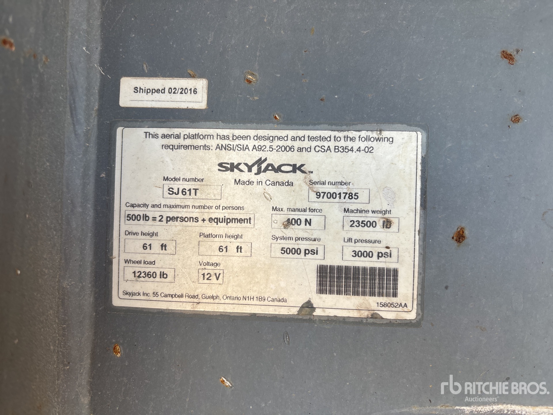 General Appearance with Serial Number / VIN