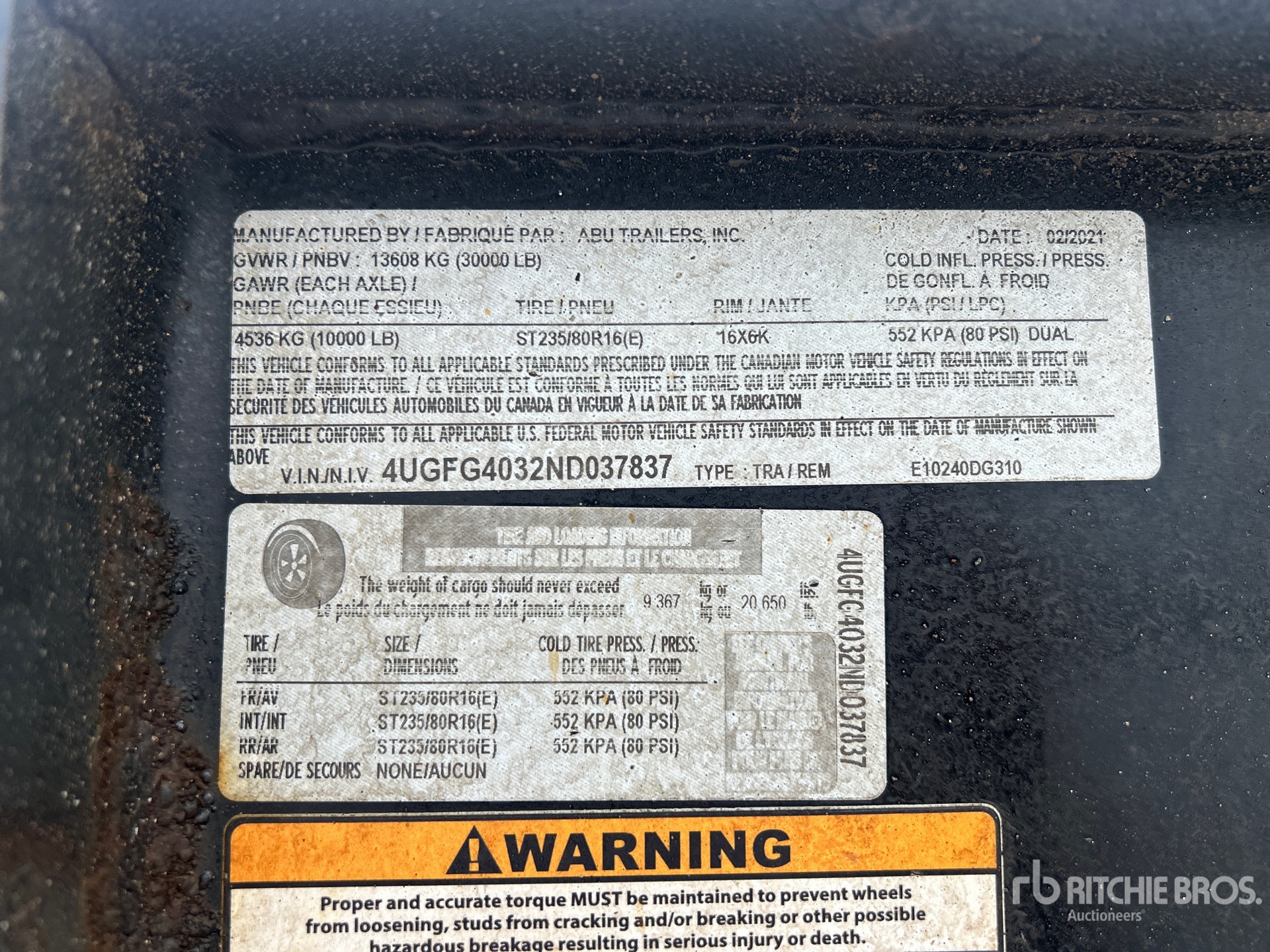 General Appearance with Serial Number / VIN