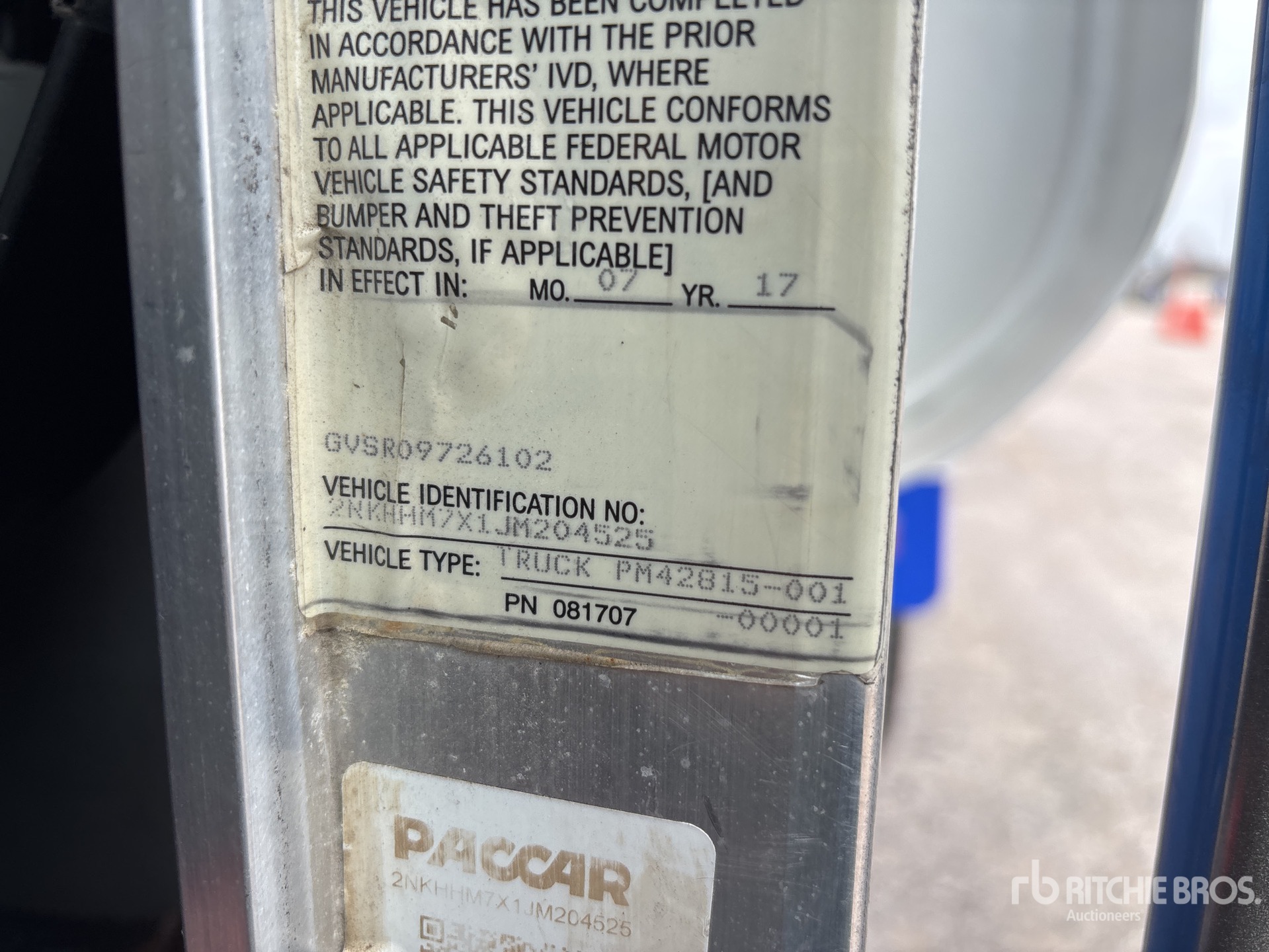 General Appearance with Serial Number / VIN