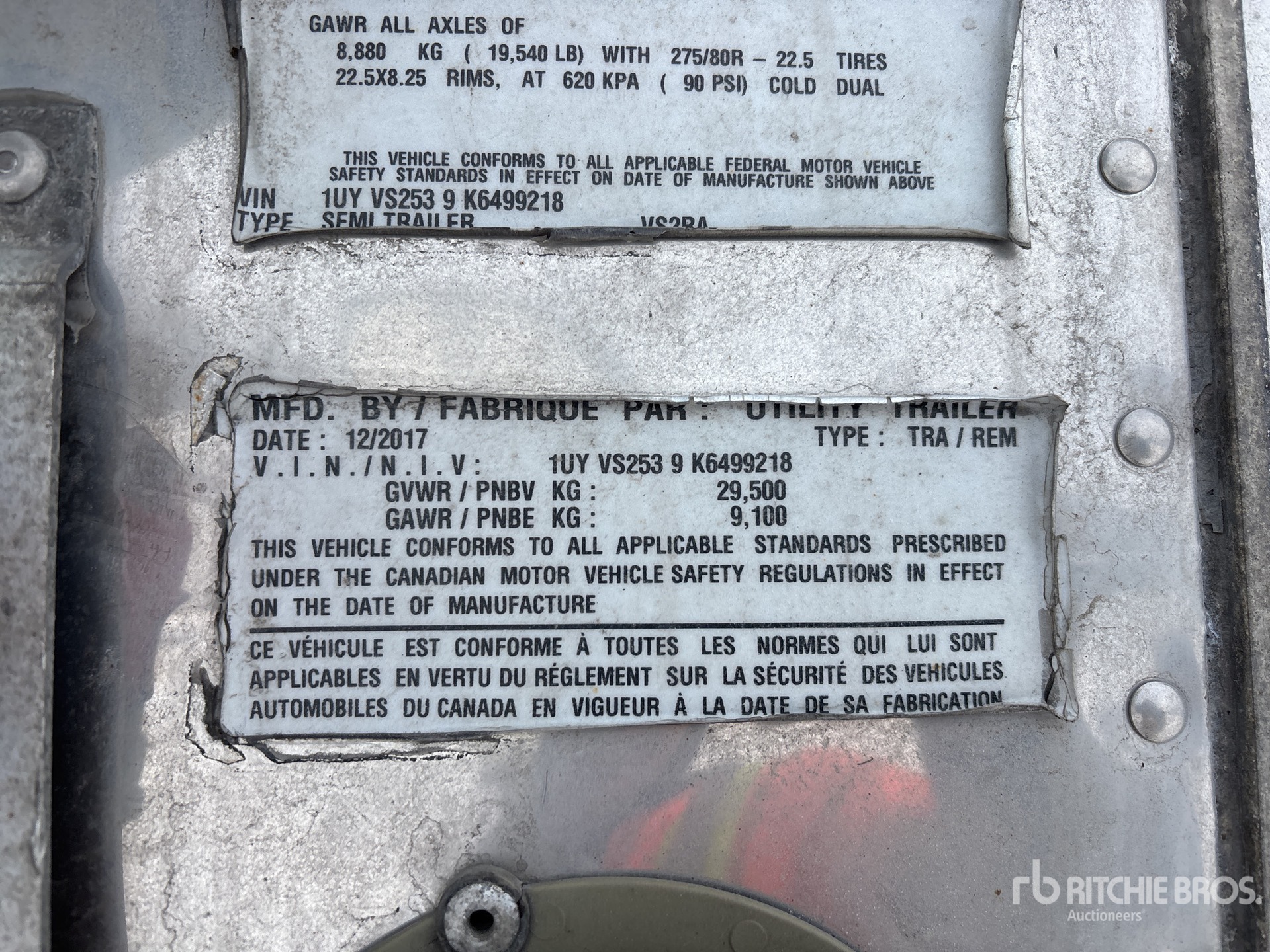 General Appearance with Serial Number / VIN