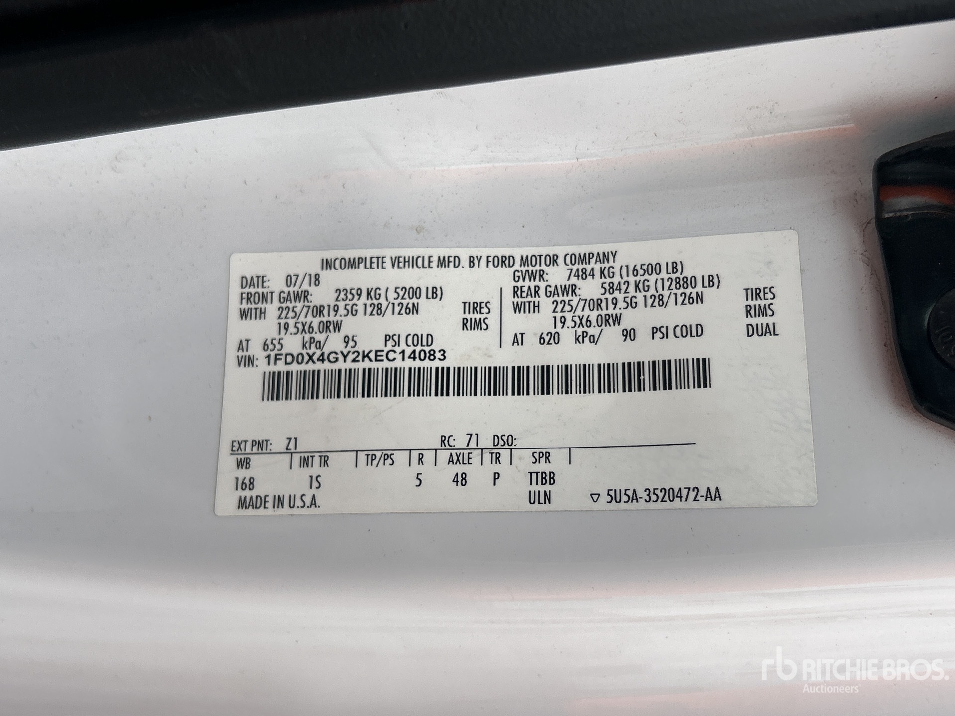 General Appearance with Serial Number / VIN