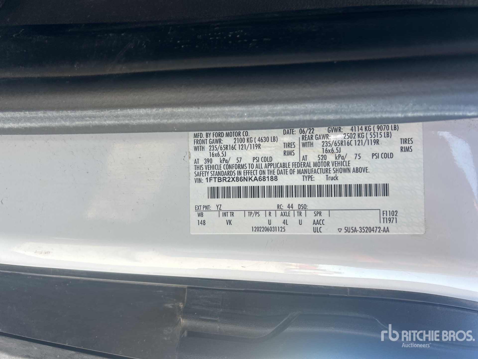 General Appearance with Serial Number / VIN