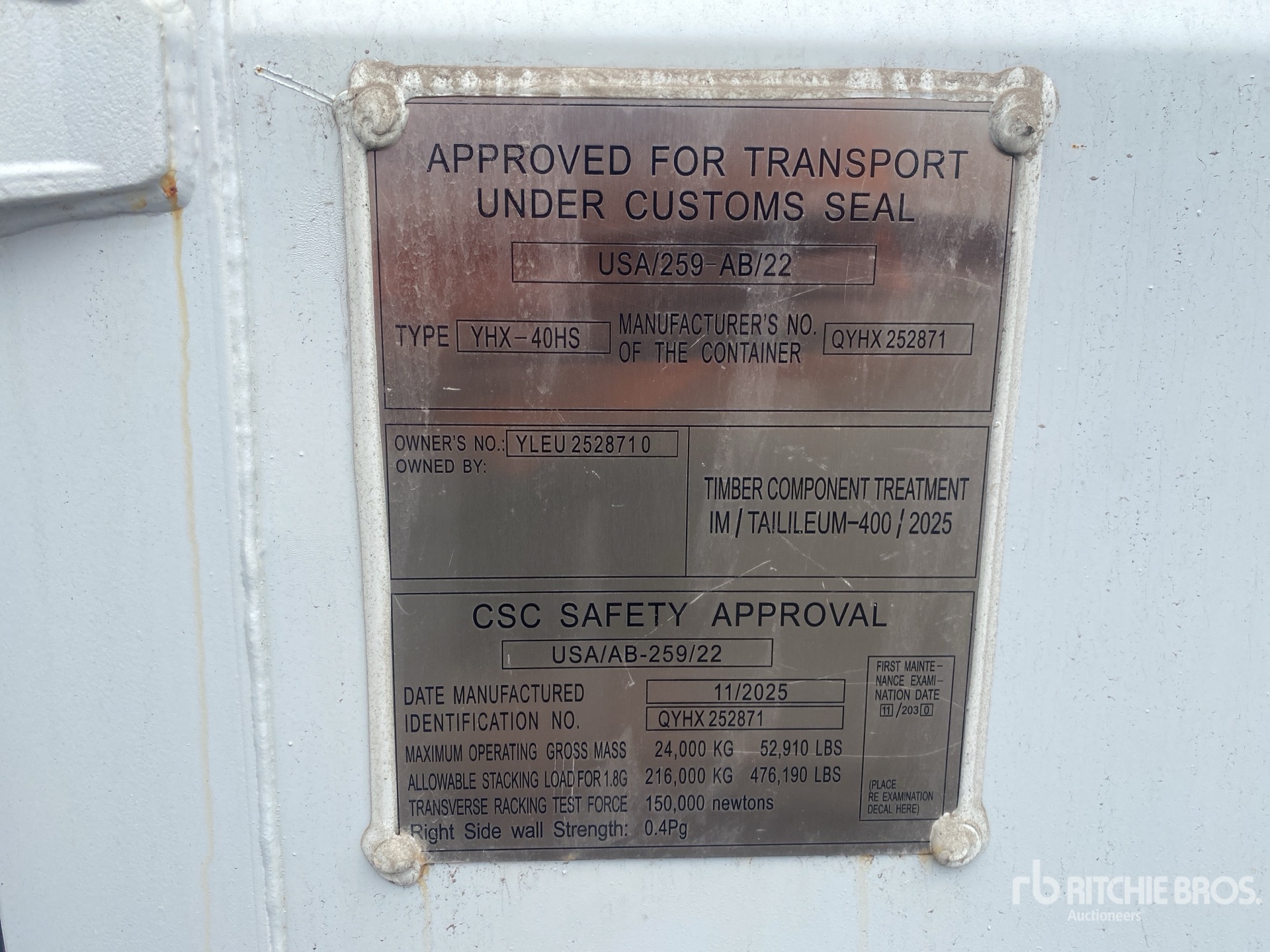 General Appearance with N.º de serie/VIN