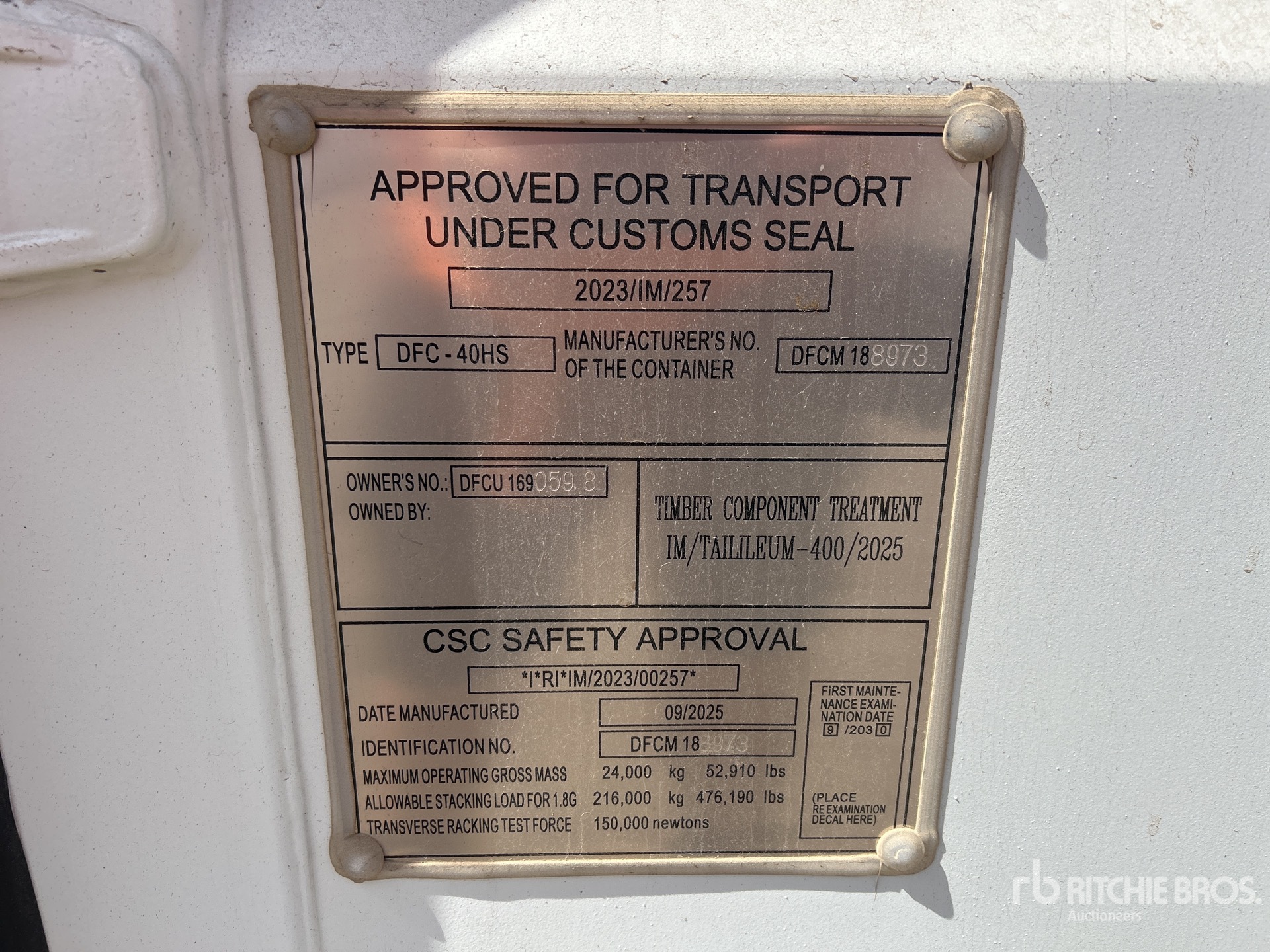 General Appearance with Serial Number / VIN