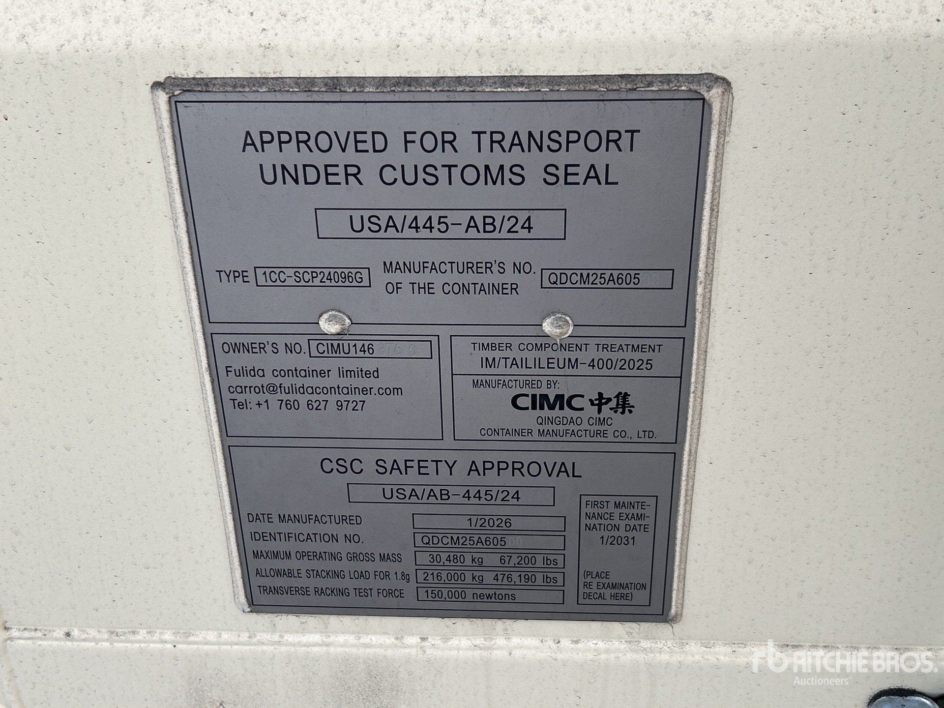 General Appearance with N.º de serie/VIN