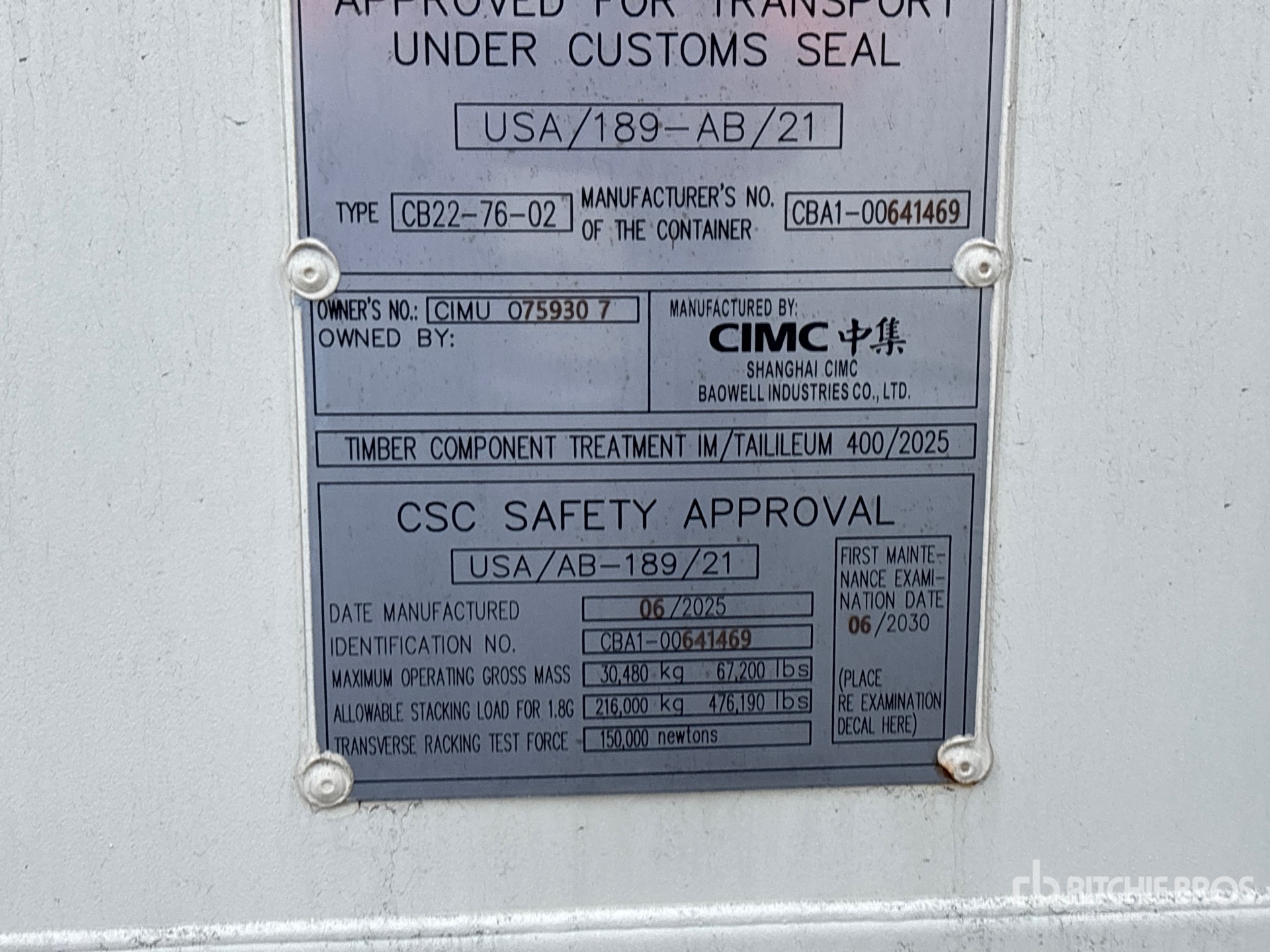 General Appearance with Serial Number / VIN