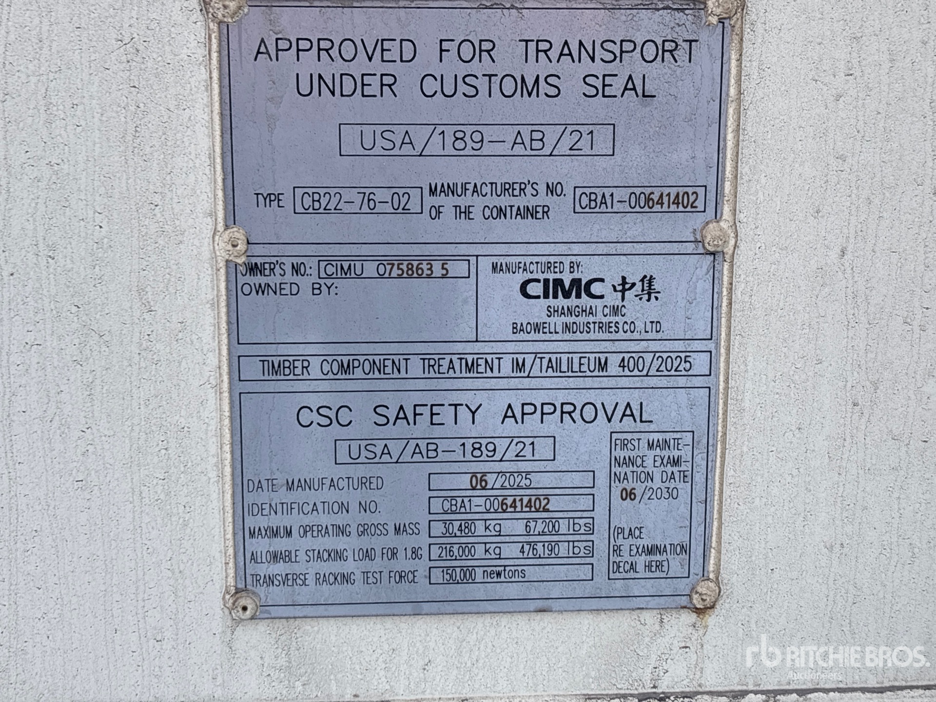 General Appearance with Serial Number / VIN