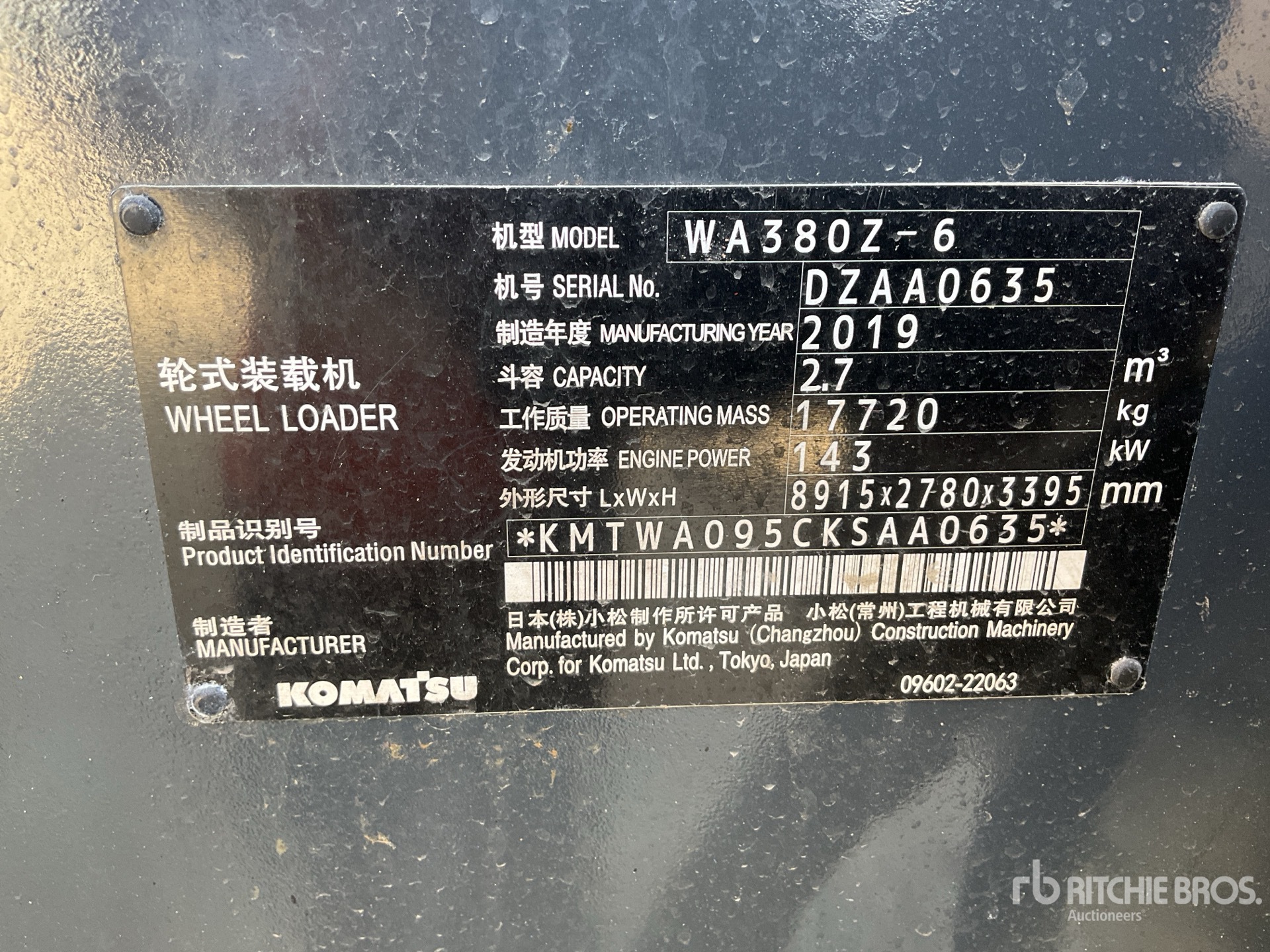 General Appearance with Serial Number / VIN