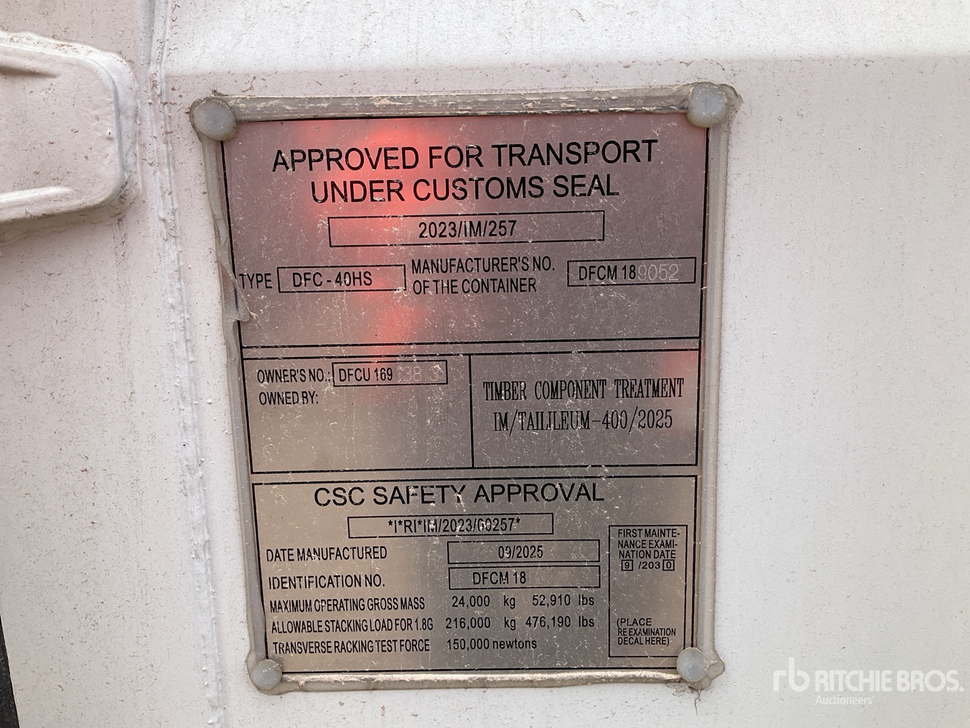 General Appearance with N.º de serie/VIN